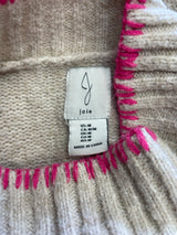 Joie Women's Sweater Oatmeal with Pink Stitch (M)