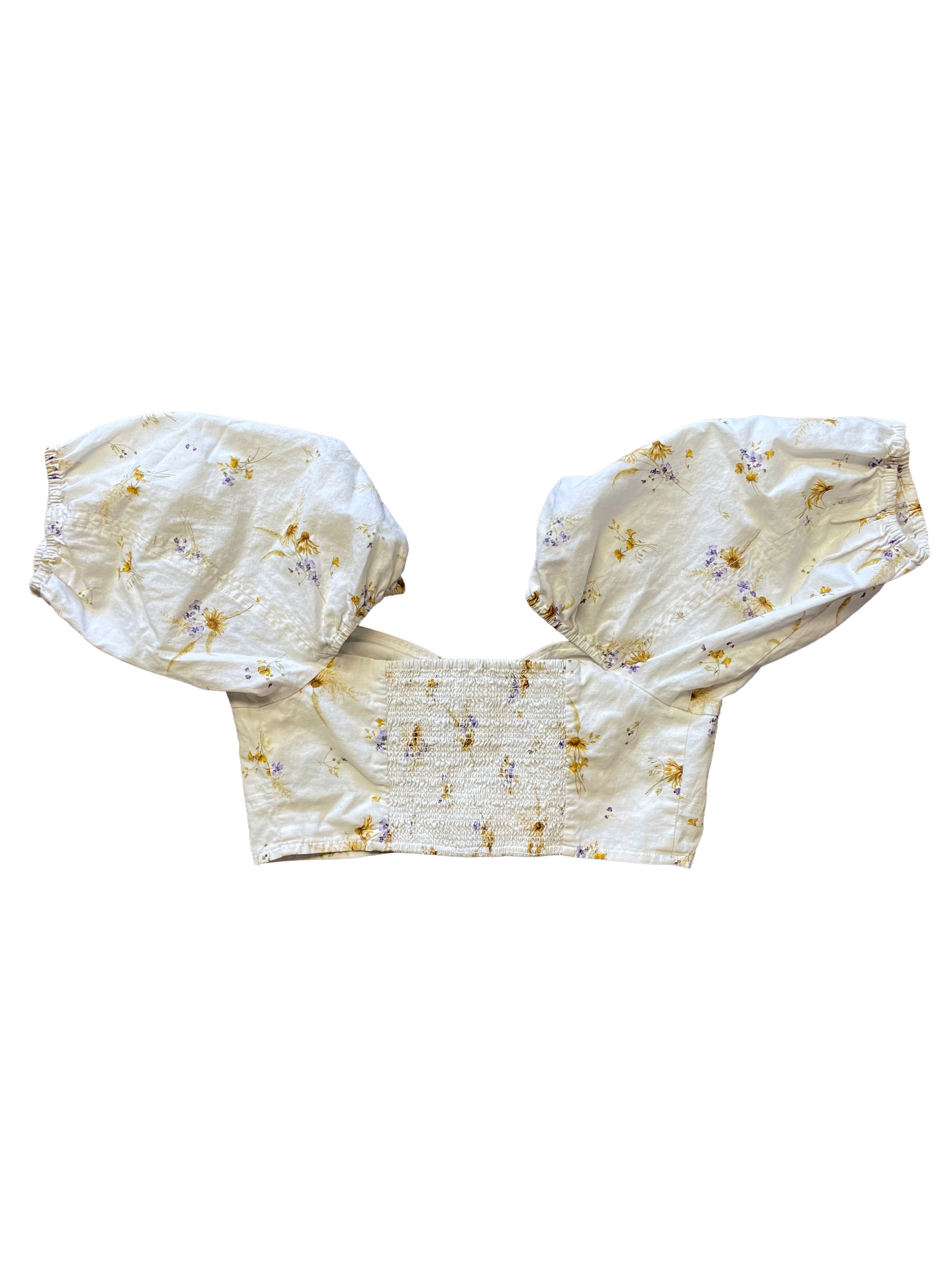 H&M Floral Linen Blend Crop Top (M)