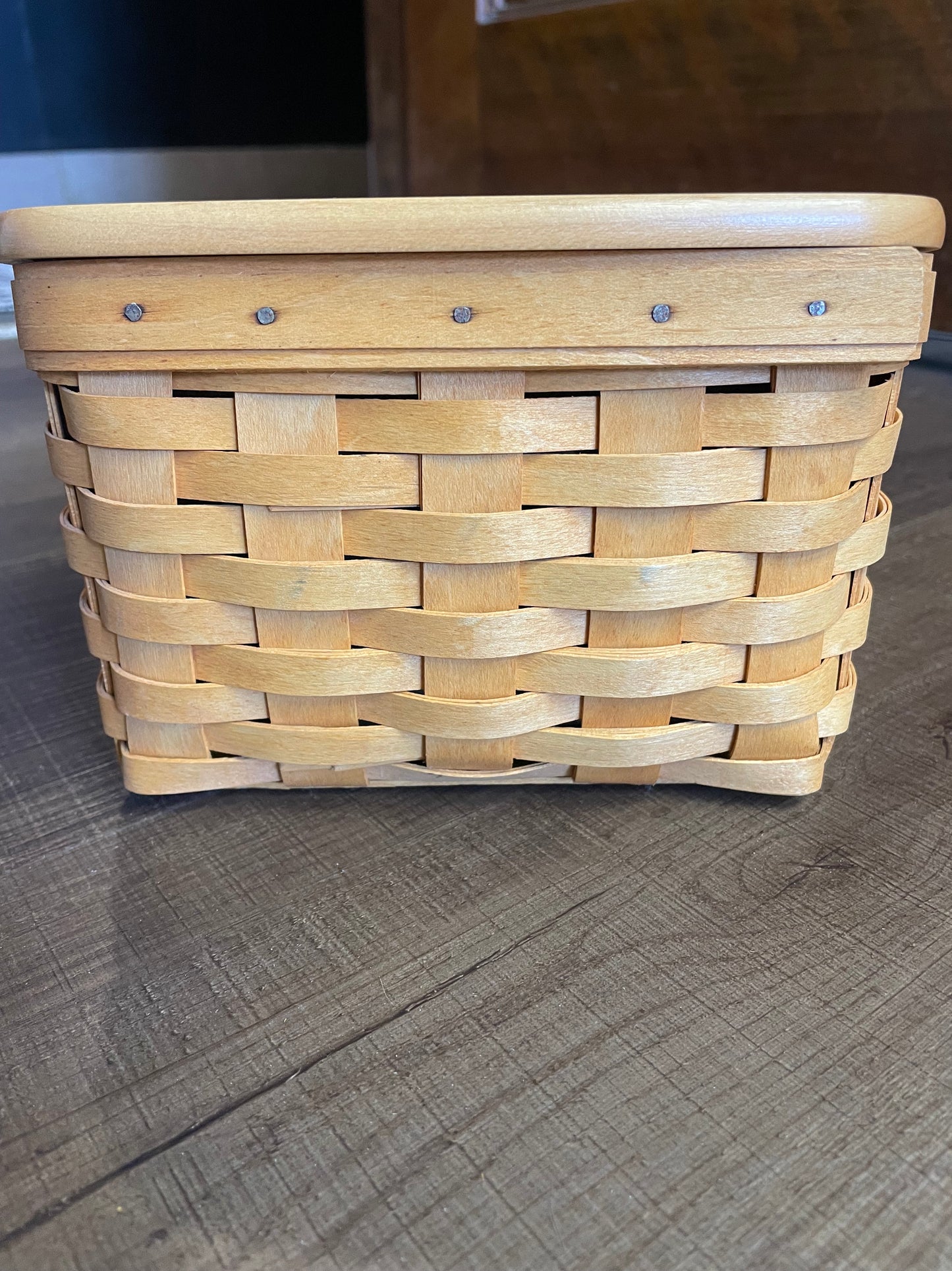 Longaberger 2001 Classic Small Recipe Basket with Lid and Protector