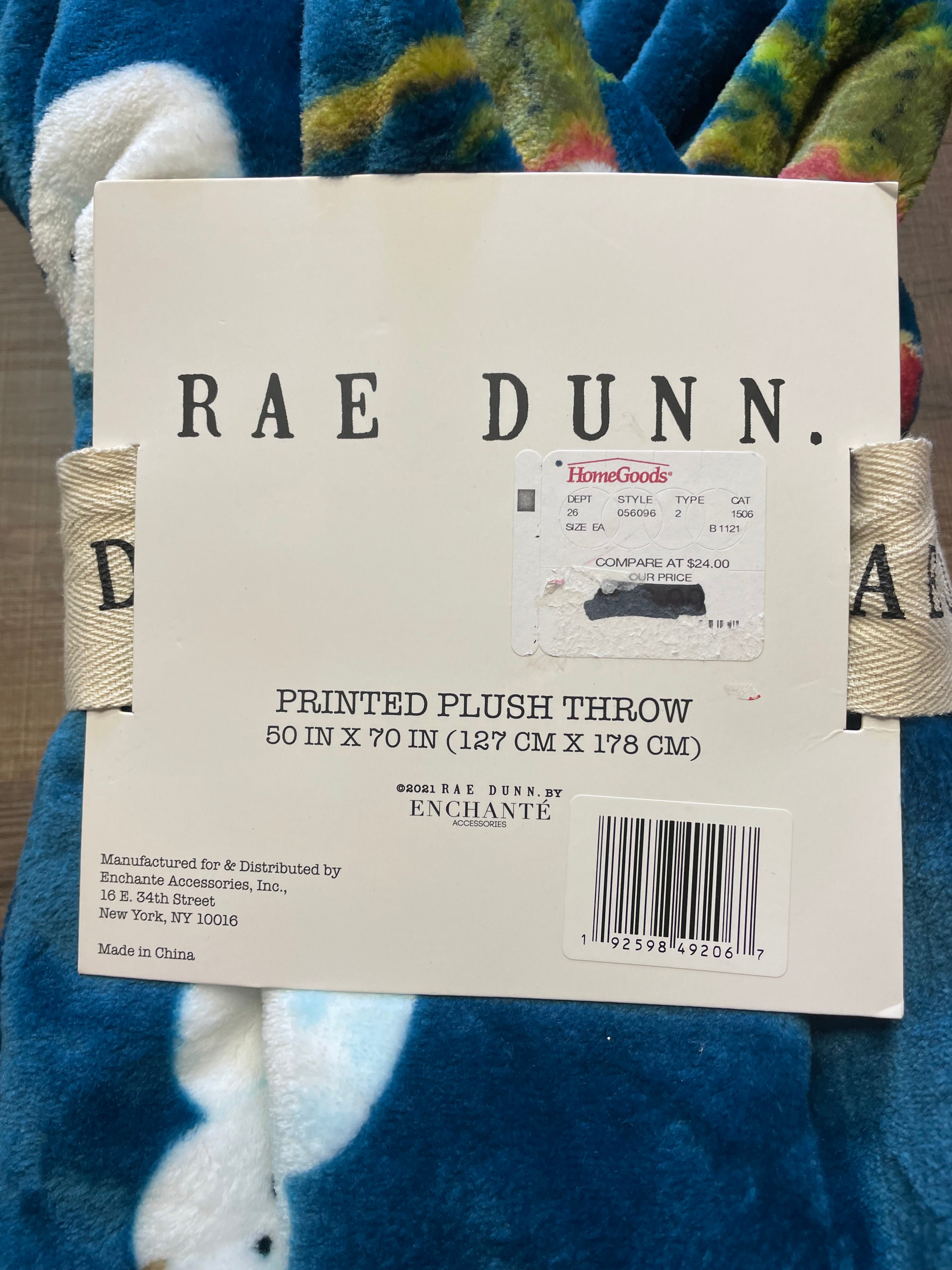 Rae Dunn Holiday 50x70 Printed Plush Throw
