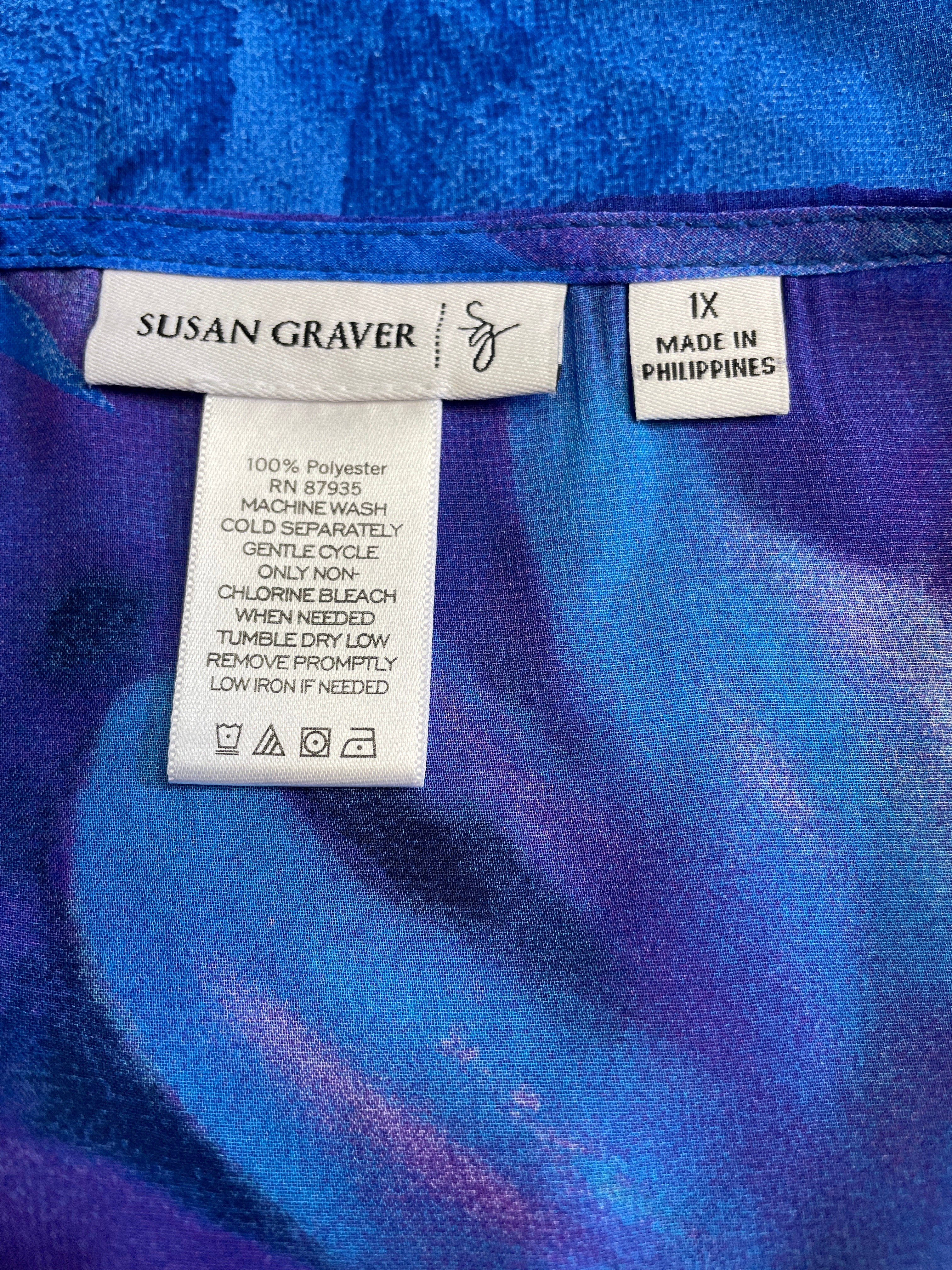 Susan Graver Floral Sheer Kimono Sleeve Top (1X)