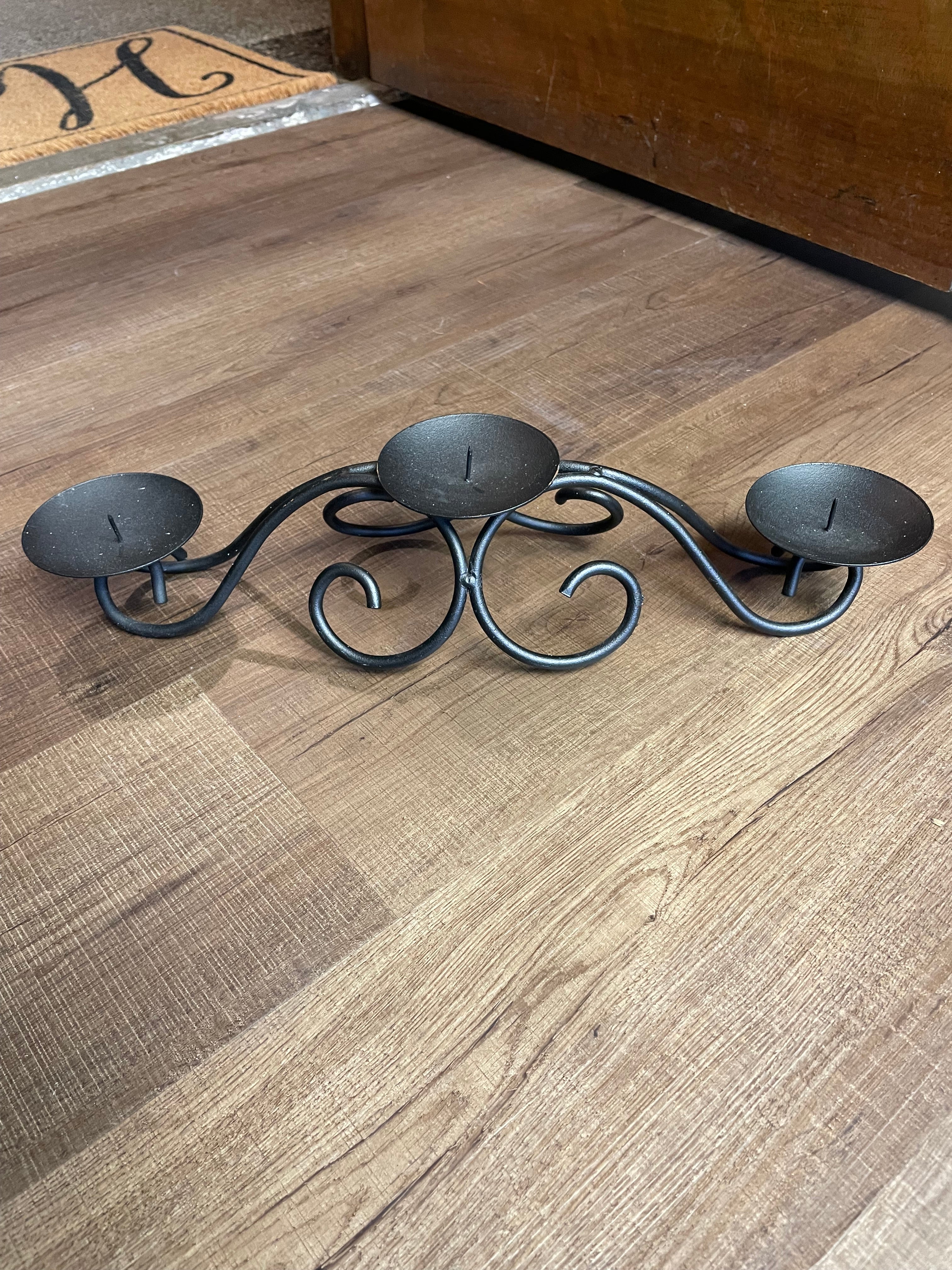 Wrought Iron 3 Tier Pillar Candle Holder