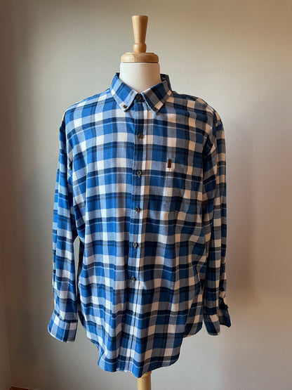 IZOD Men's Blue Plaid Flannel Shirt (XXL)