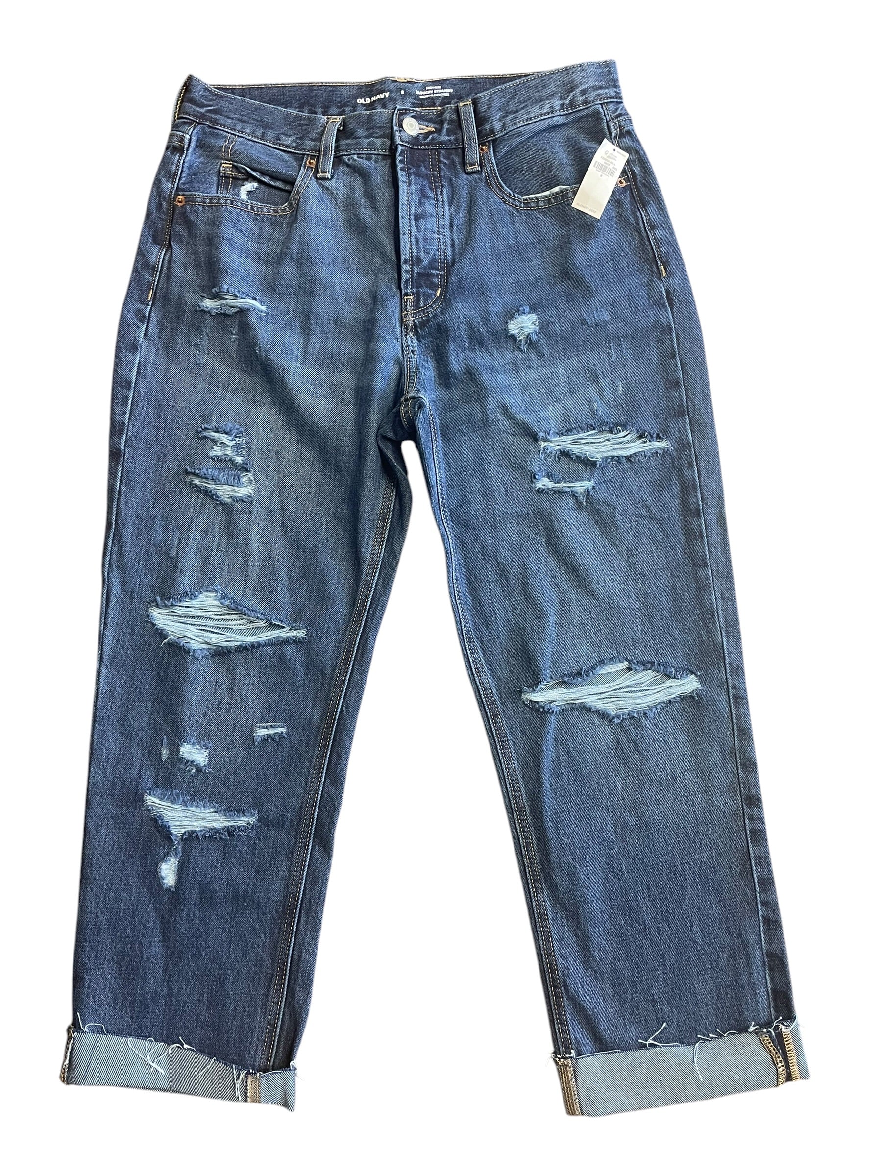 Old Navy Women's NWT High Rise Slouchy Straight Ankle Jeans (8)