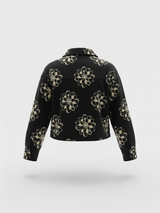 O'Neill Colleen Black Floral Cropped Sherpa Jacket (S)