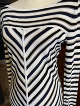 White House Black Market Striped Metallic Long Sleeved Top (M)