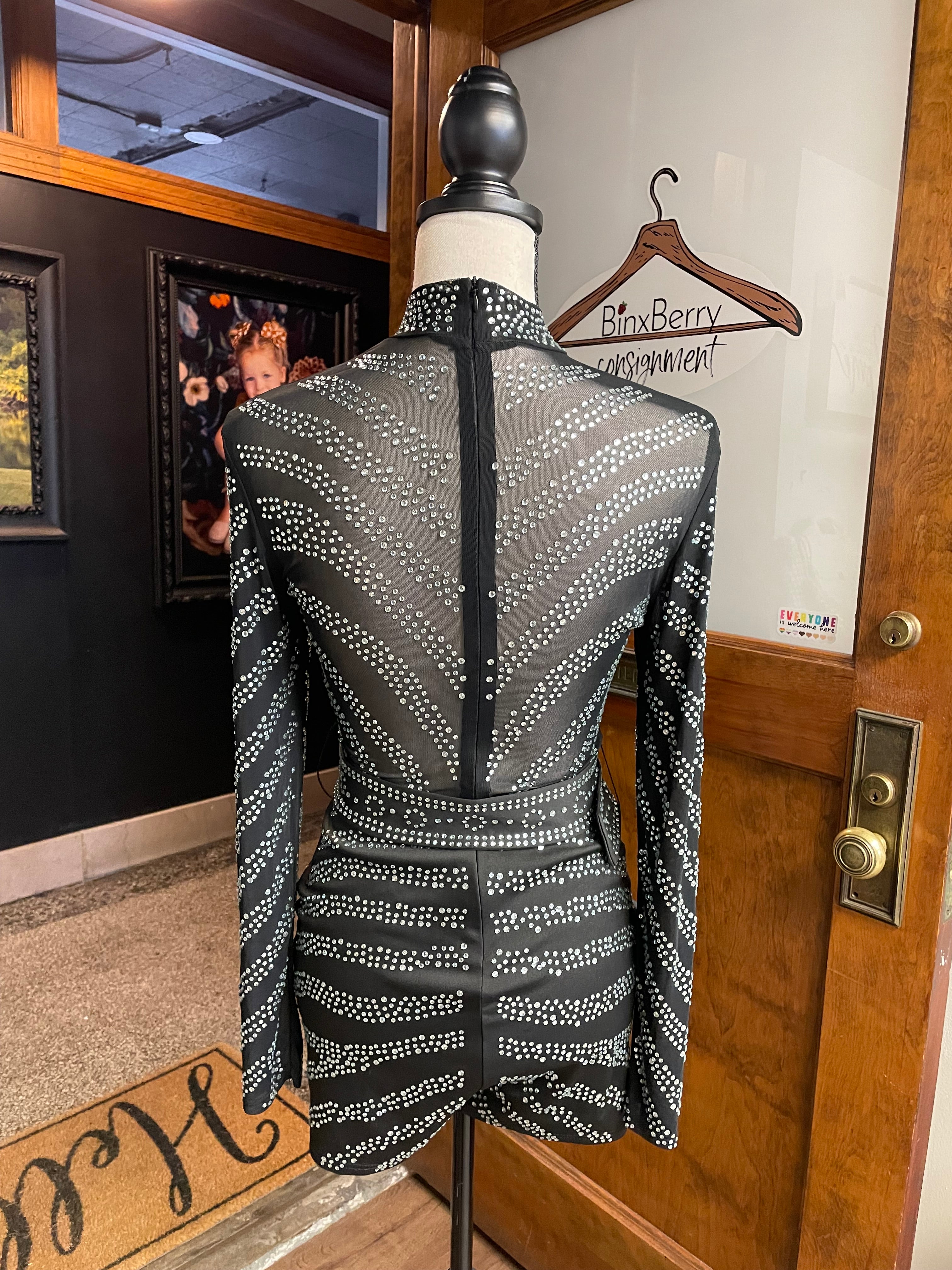 Crystal Studded Long Sleeved Romper (S)