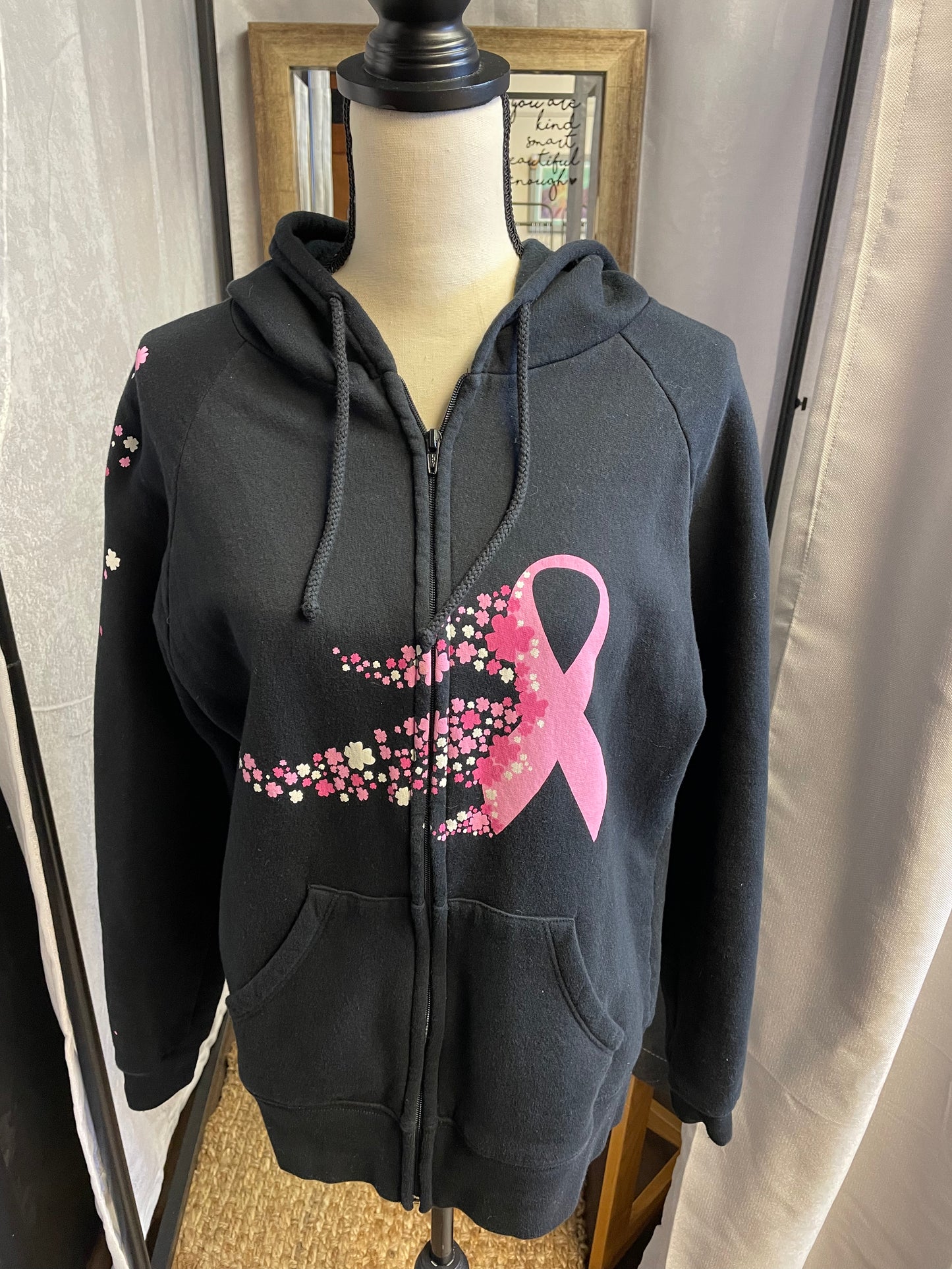 Breast Cancer Zip Up Hoodie (M)