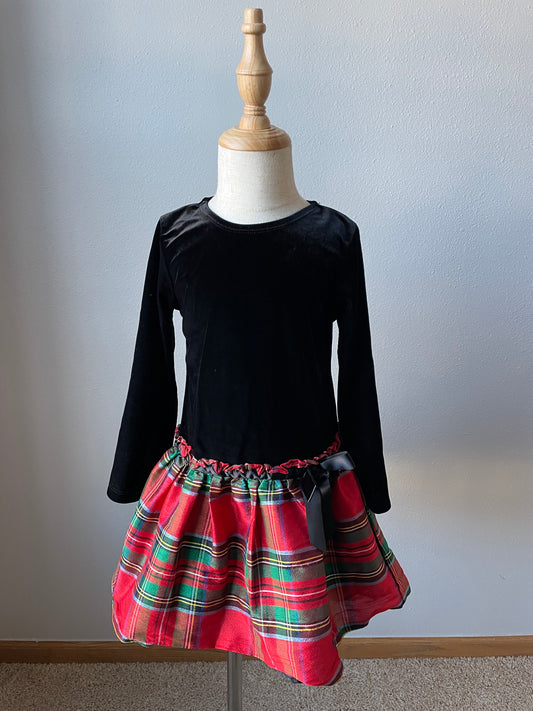 Rare Editions Velvet Plaid Dress (4T)