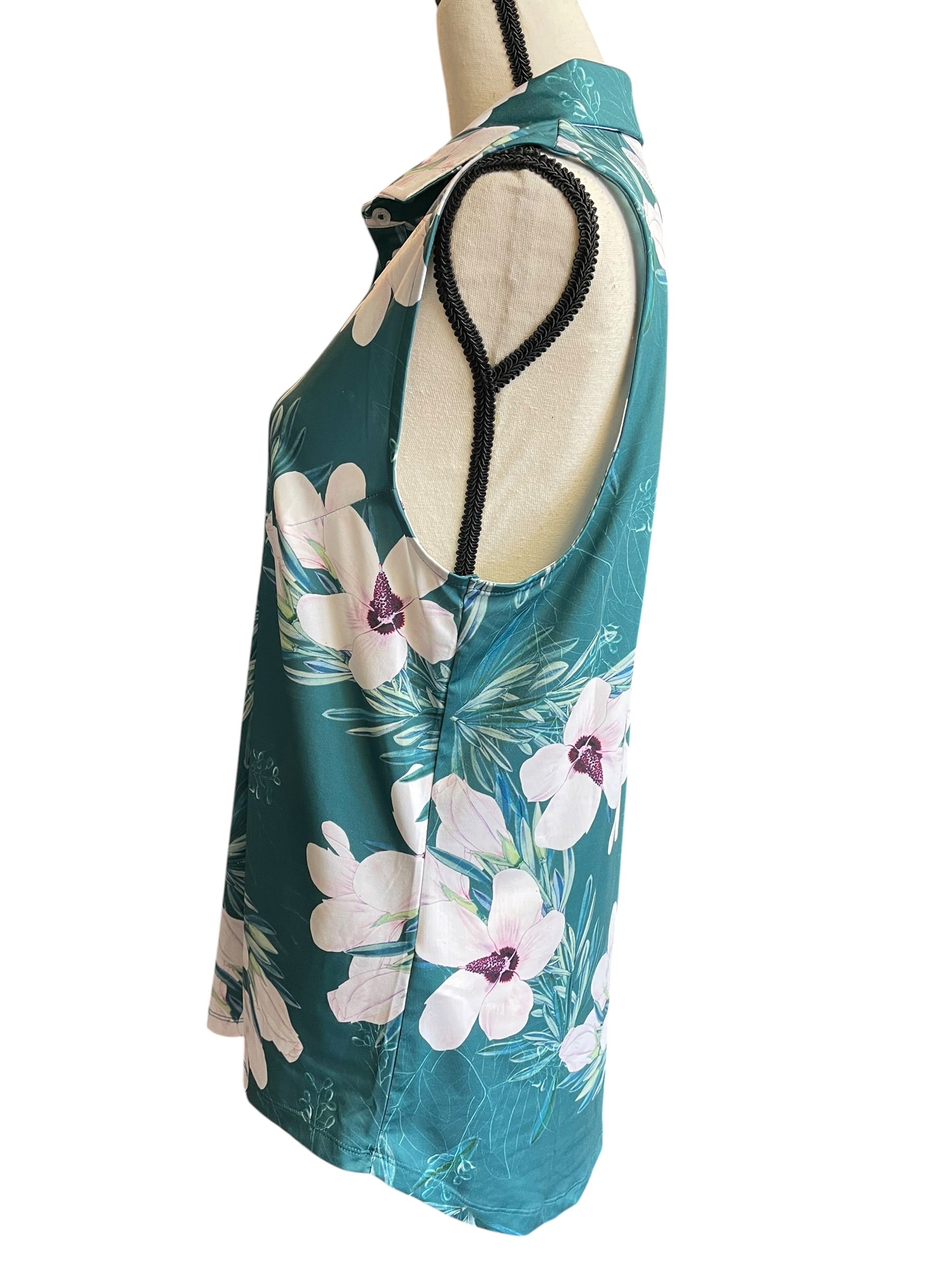 Bad Birdie Women's Green Floral Sleeveless Top (XL)