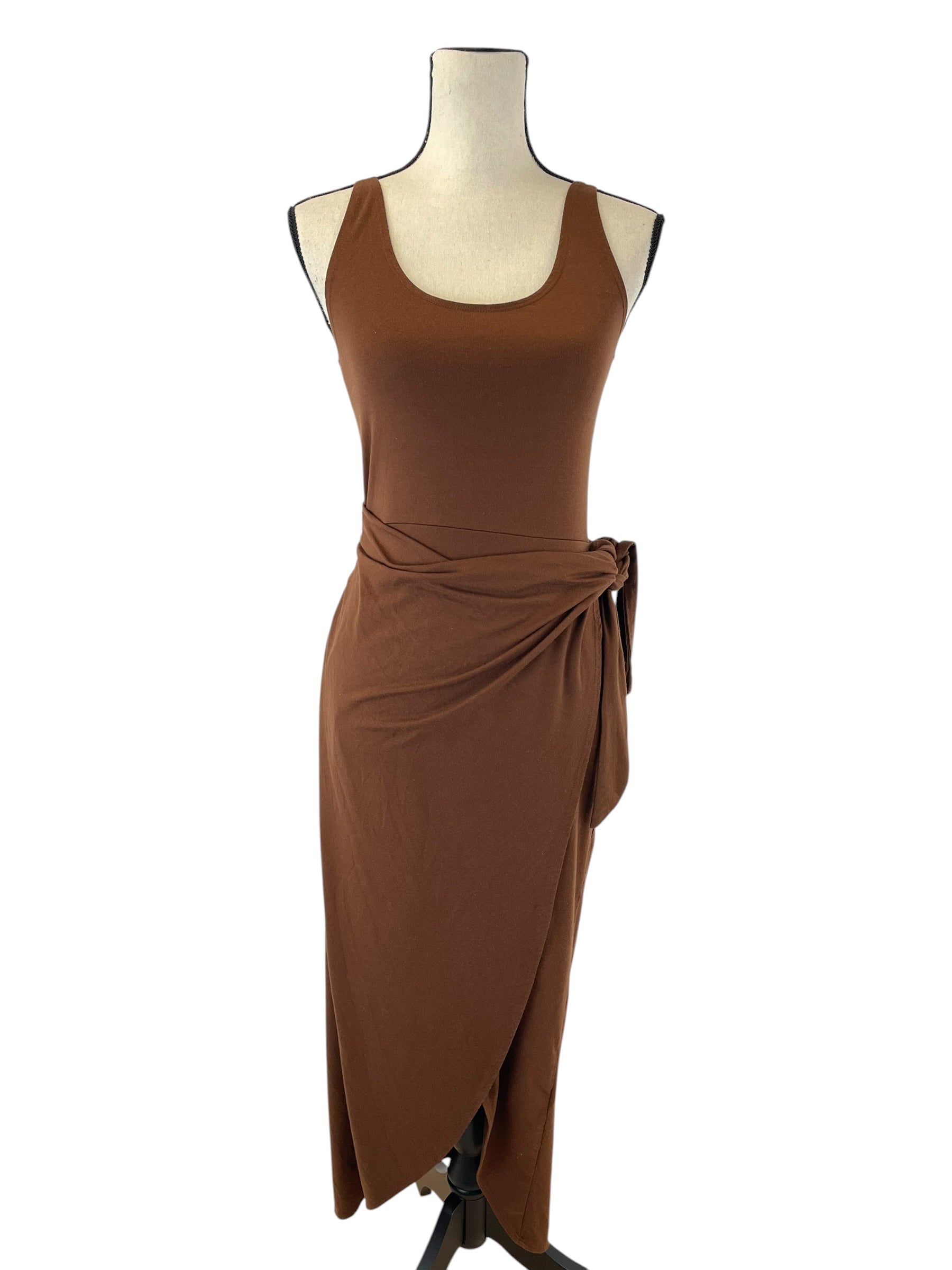 Reformation Jeans Kaila Wrap Knit Dress Brown (M) - BinxBerry Consignment