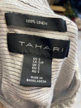 Tahari V-Neck 100% Linen Women's Button Down Blouse (S)