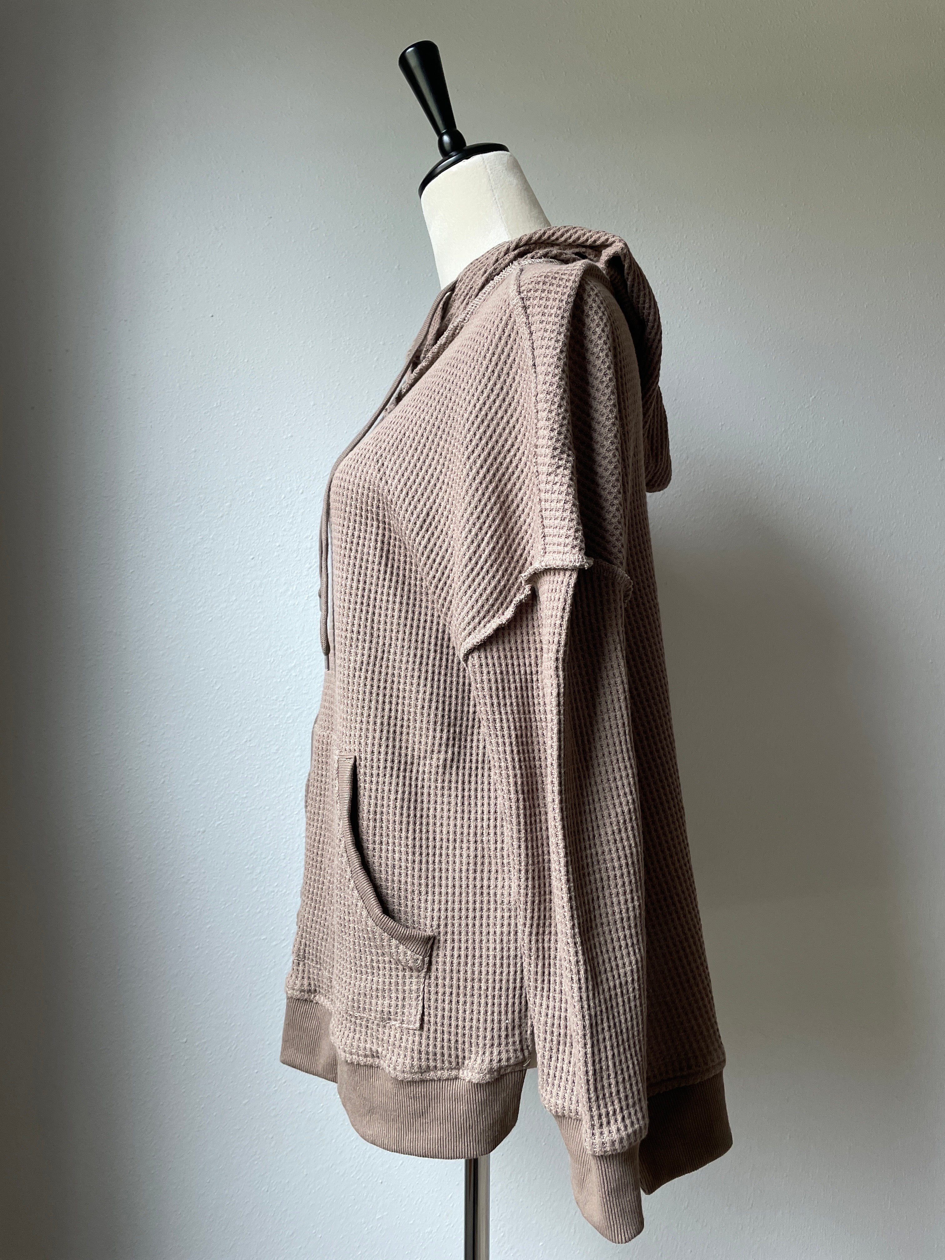 Waffle Knit Hooded Shirt (M)