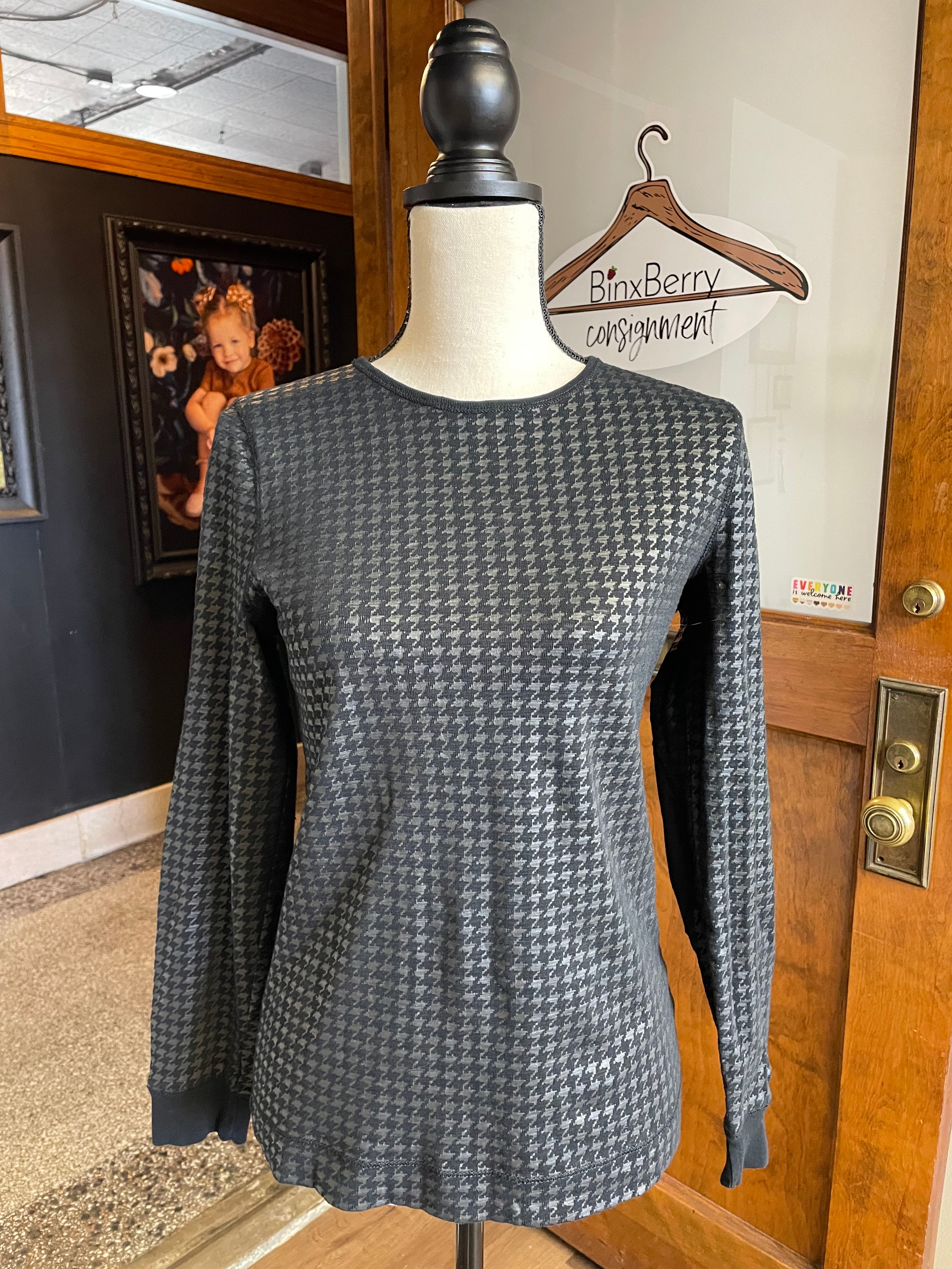 LRL Ralph Lauren Houndstooth Long Sleeved Top (M)