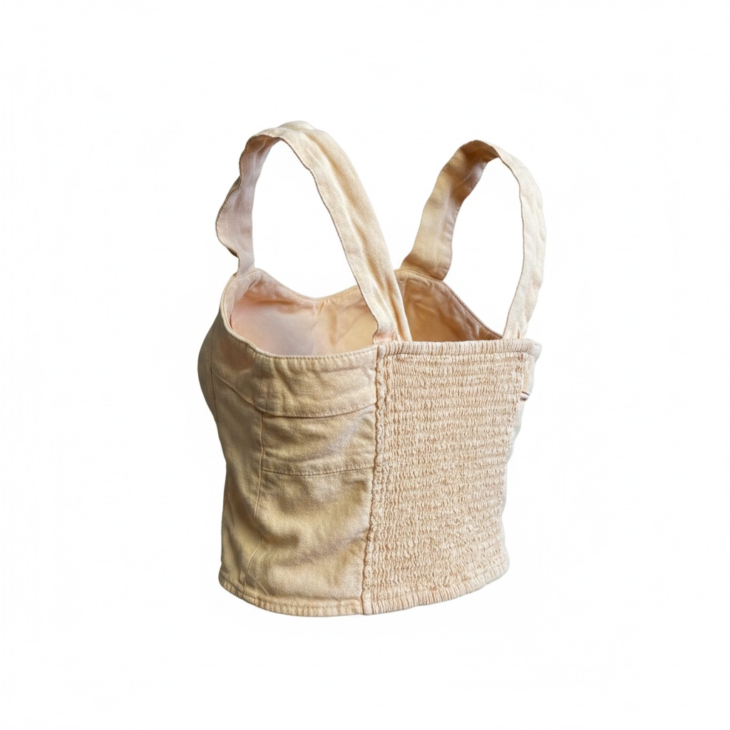 Abercrombie & Fitch Linen Blend Ruched Back Crop Top (S)