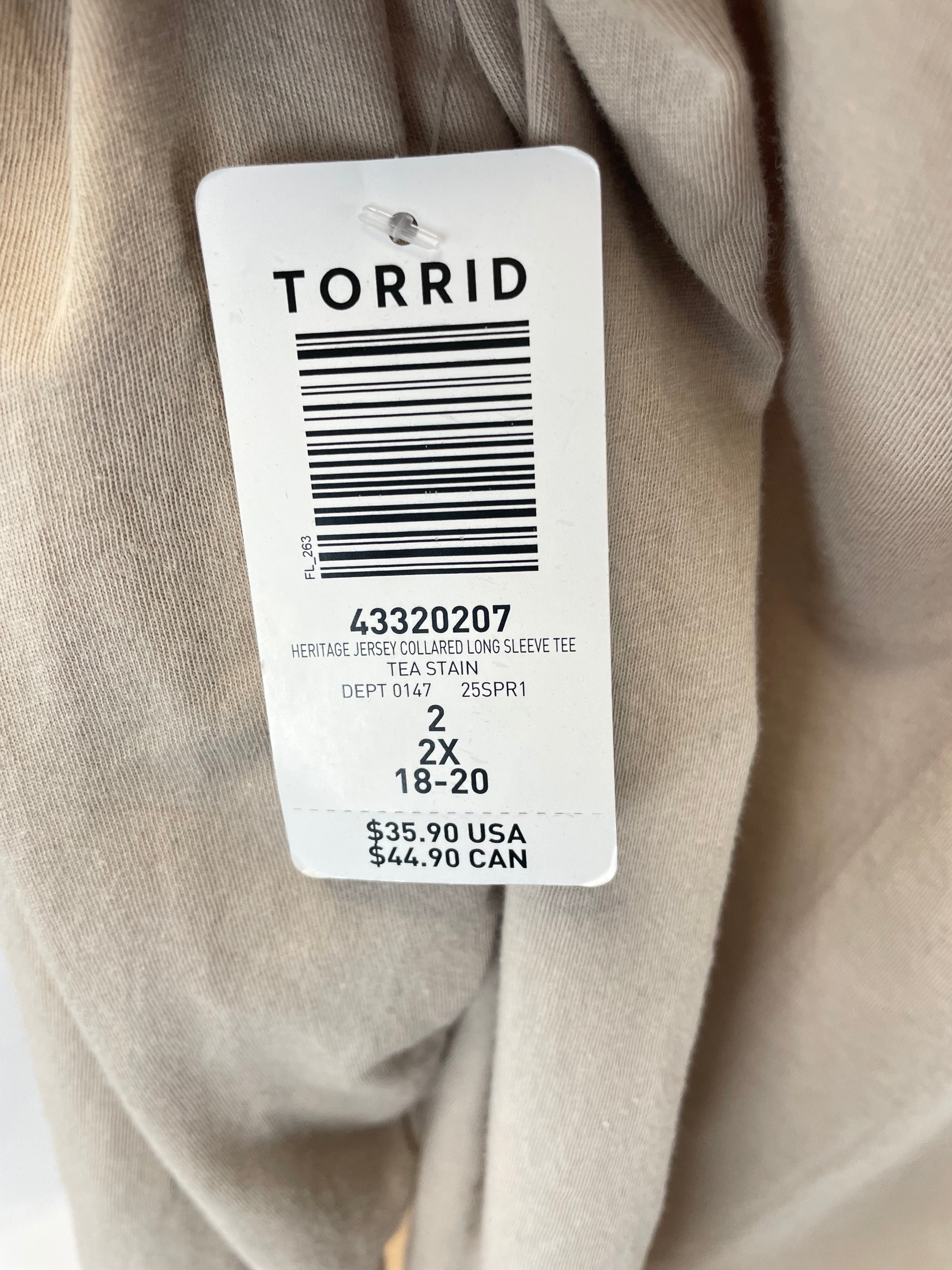 Torrid NWT Heritage Jersey Long Sleeve Tee (2X) - BinxBerry Consignment