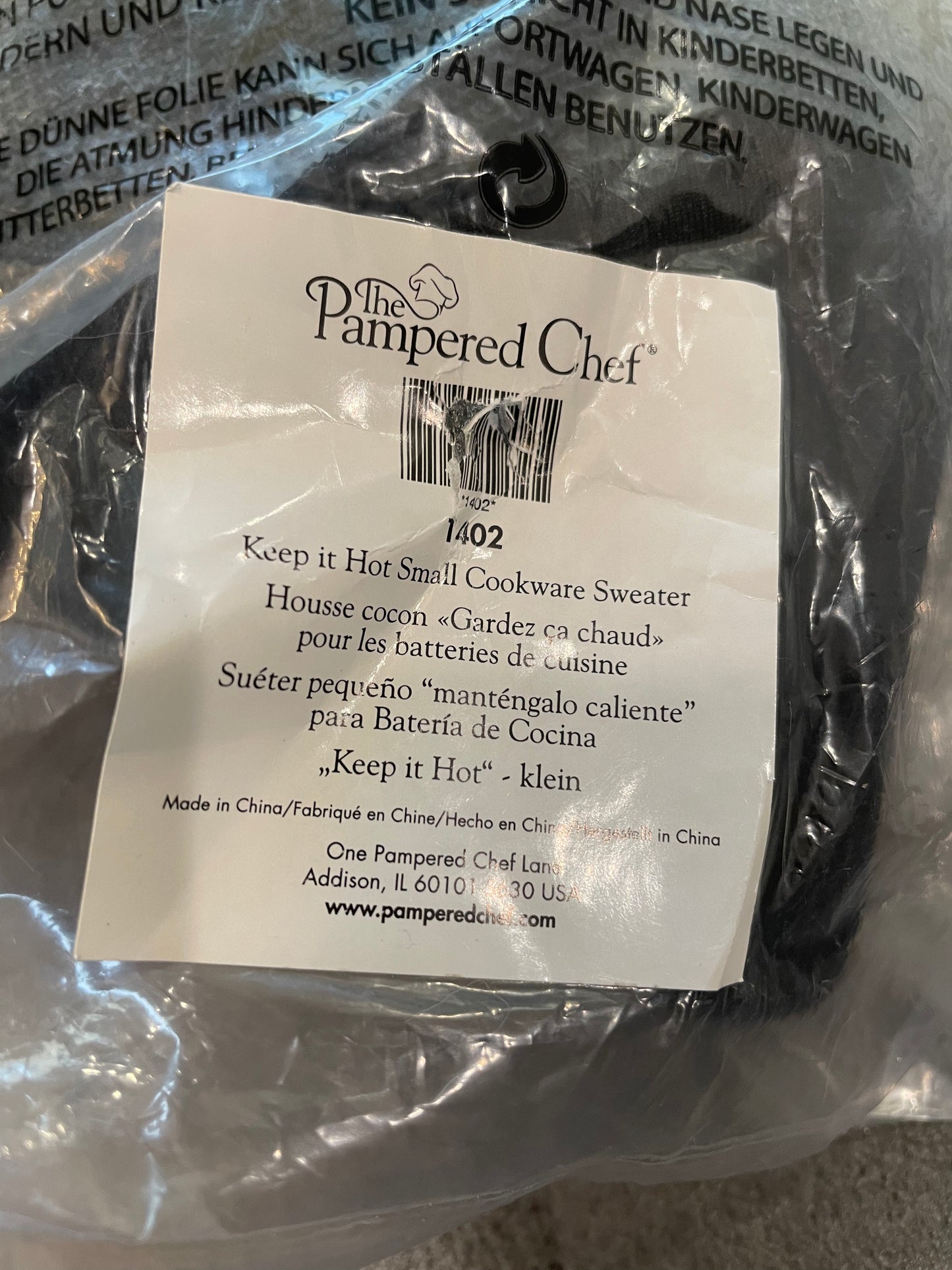 Pampered Chef Keep it Hot Small Cookware Sweater