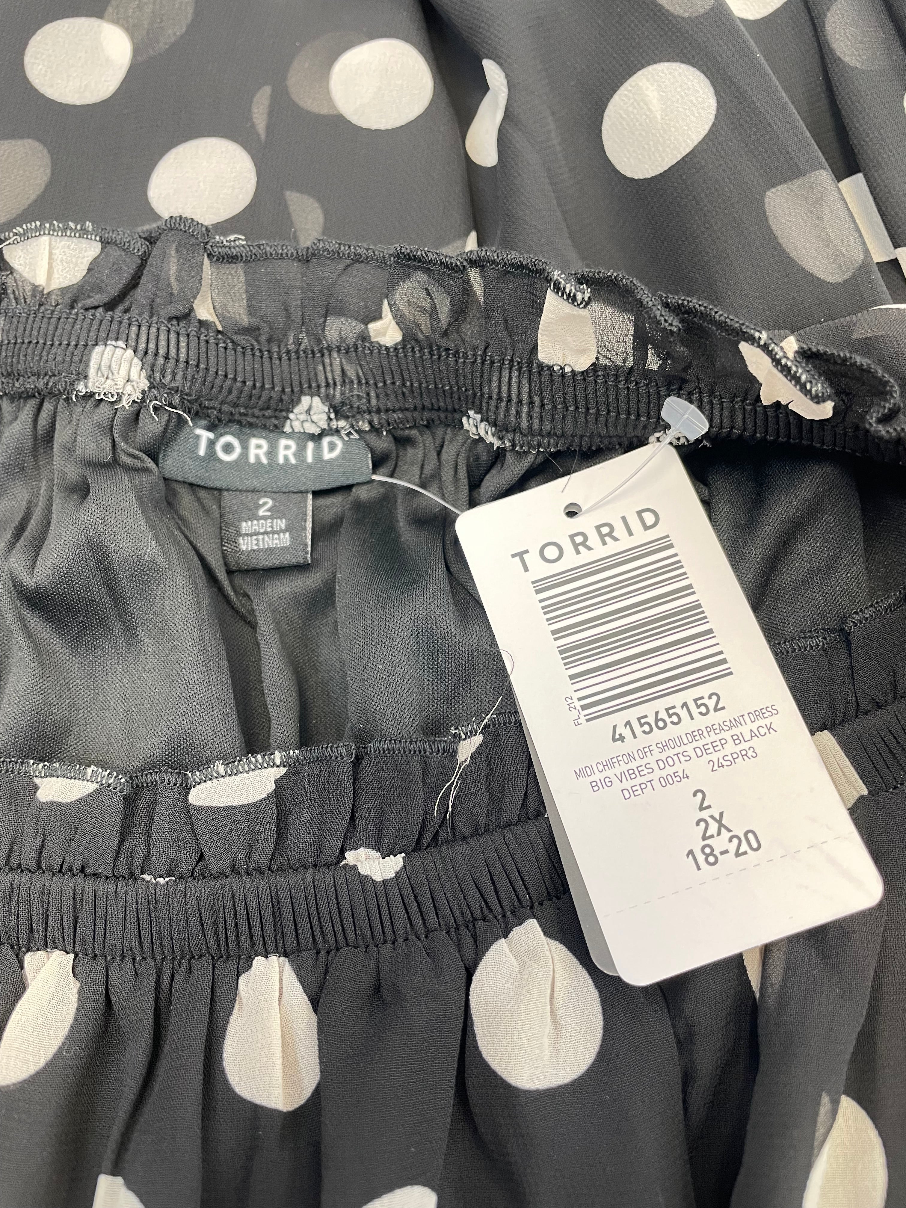 Torrid NWT Midi Chiffon Off Shoulder Peasant Dress (2X) - BinxBerry Consignment