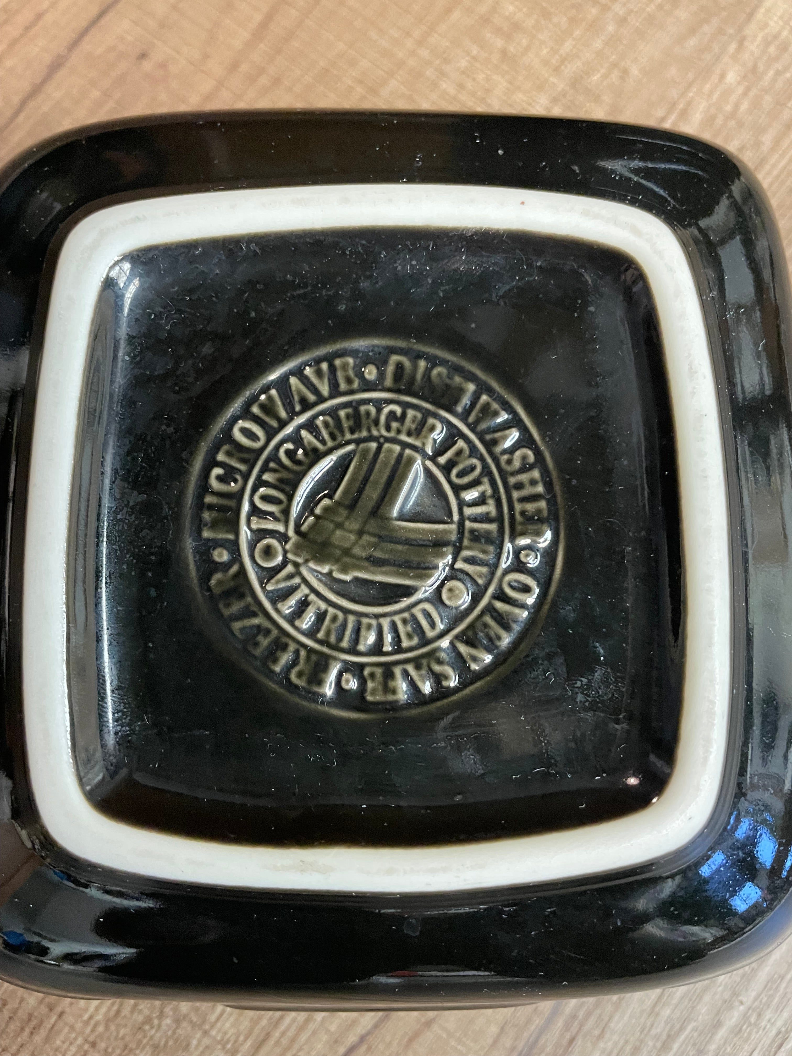 Longaberger Pottery Woven Traditions Ebony Soft Square Bowls 5" (Set of 4)