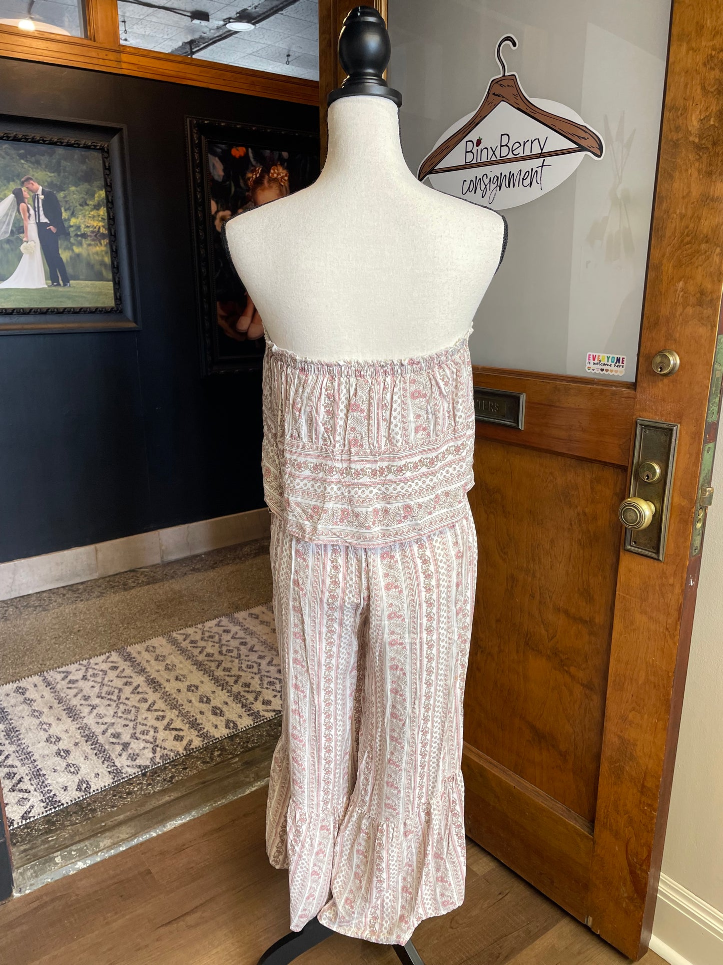 Japna Light Pink Floral Sleeveless Jumpsuit (M)