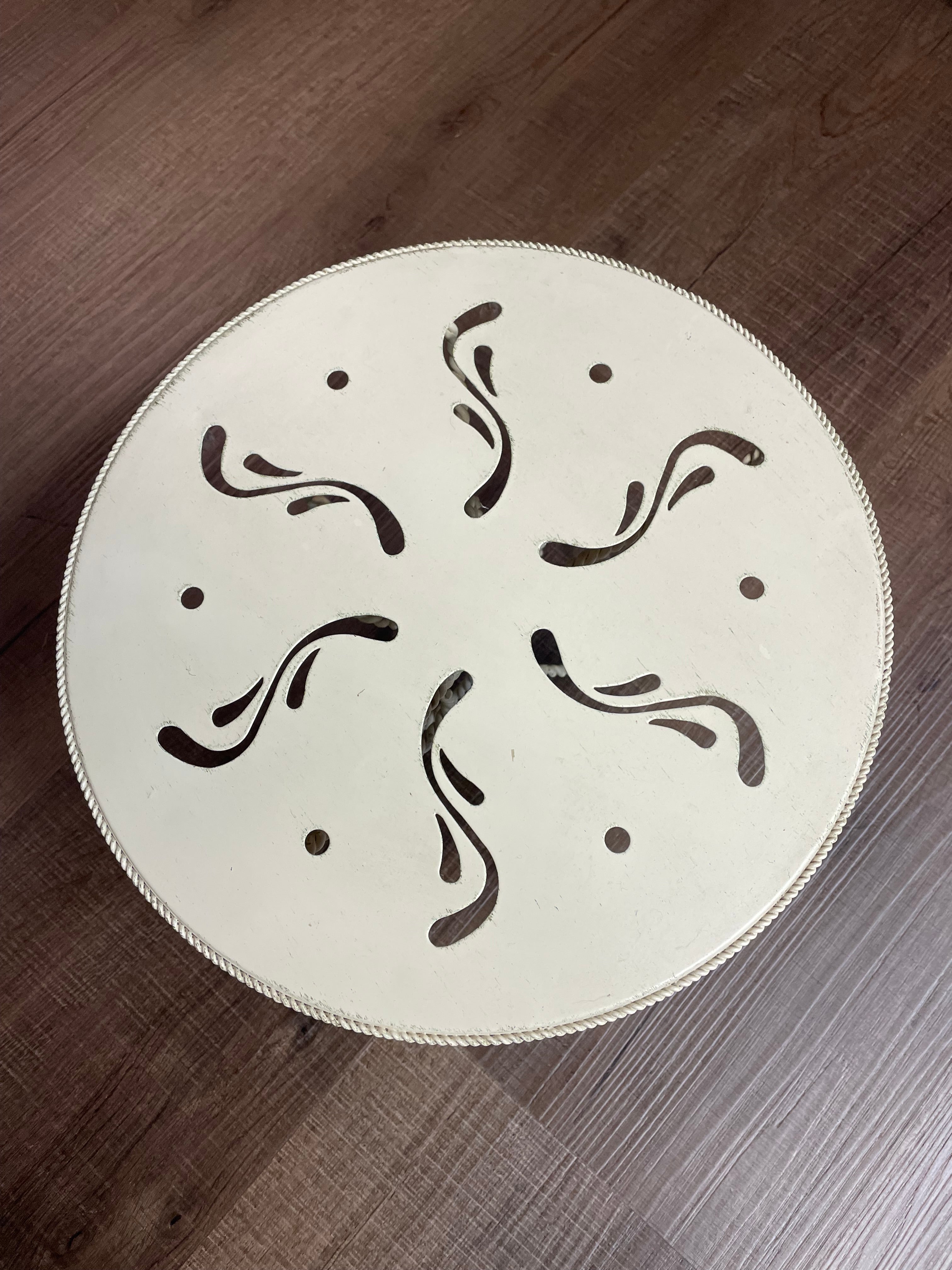 Vintage Metal Ivory 10" Drop Crystal Cake Stand