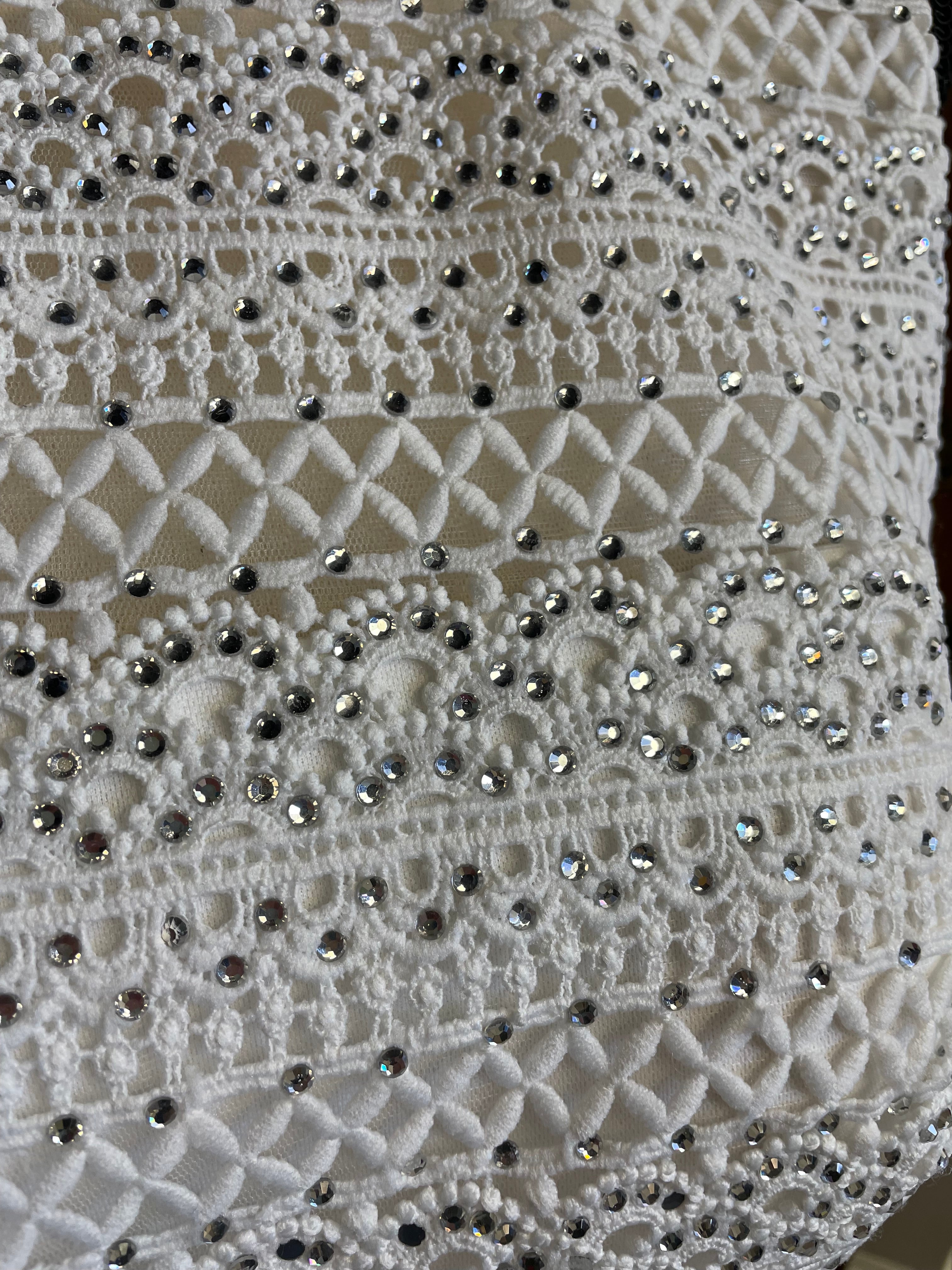 Alyce Paris White Sleeveless Dress with Crystal Studs (12)