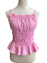 Chaser Spaghetti Strap Cotton/Linen Ruffle Top (M)