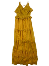Adelyn Rae Cascading Ruffle V-Neck Maxi Dress (S)