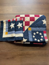 Vintage Patriotic Full/Queen Quilted 3pc Bedding Set