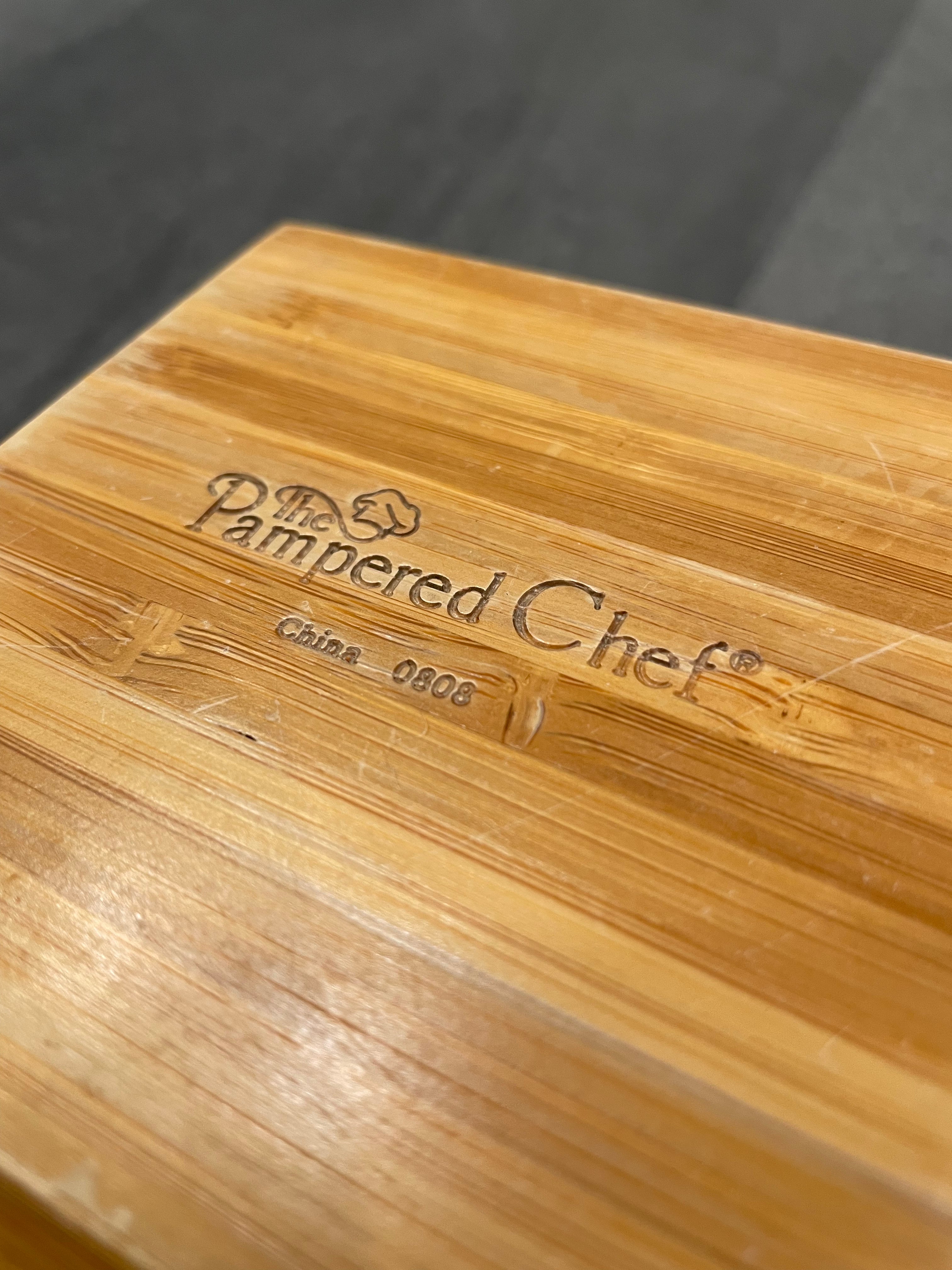 Pampered Chef Bamboo Medium Square Salad Bowl 0808