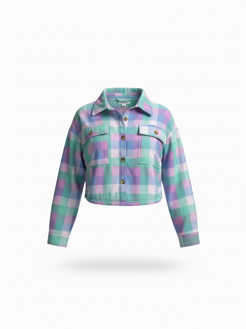 O'Neill Colleen Plaid Cropped Sherpa Jacket (S)