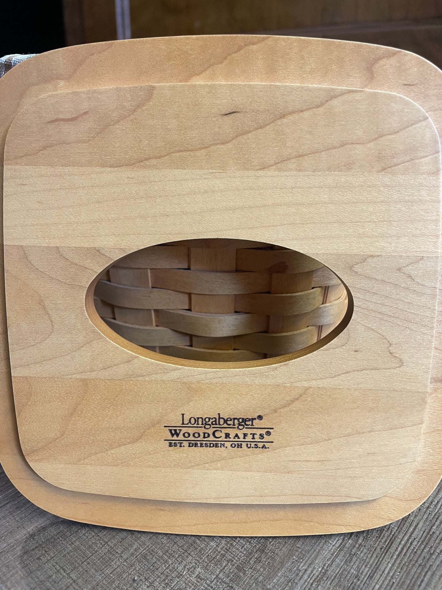 Longaberger Tall Tissue Basket with Orchard Park Plaid Liner