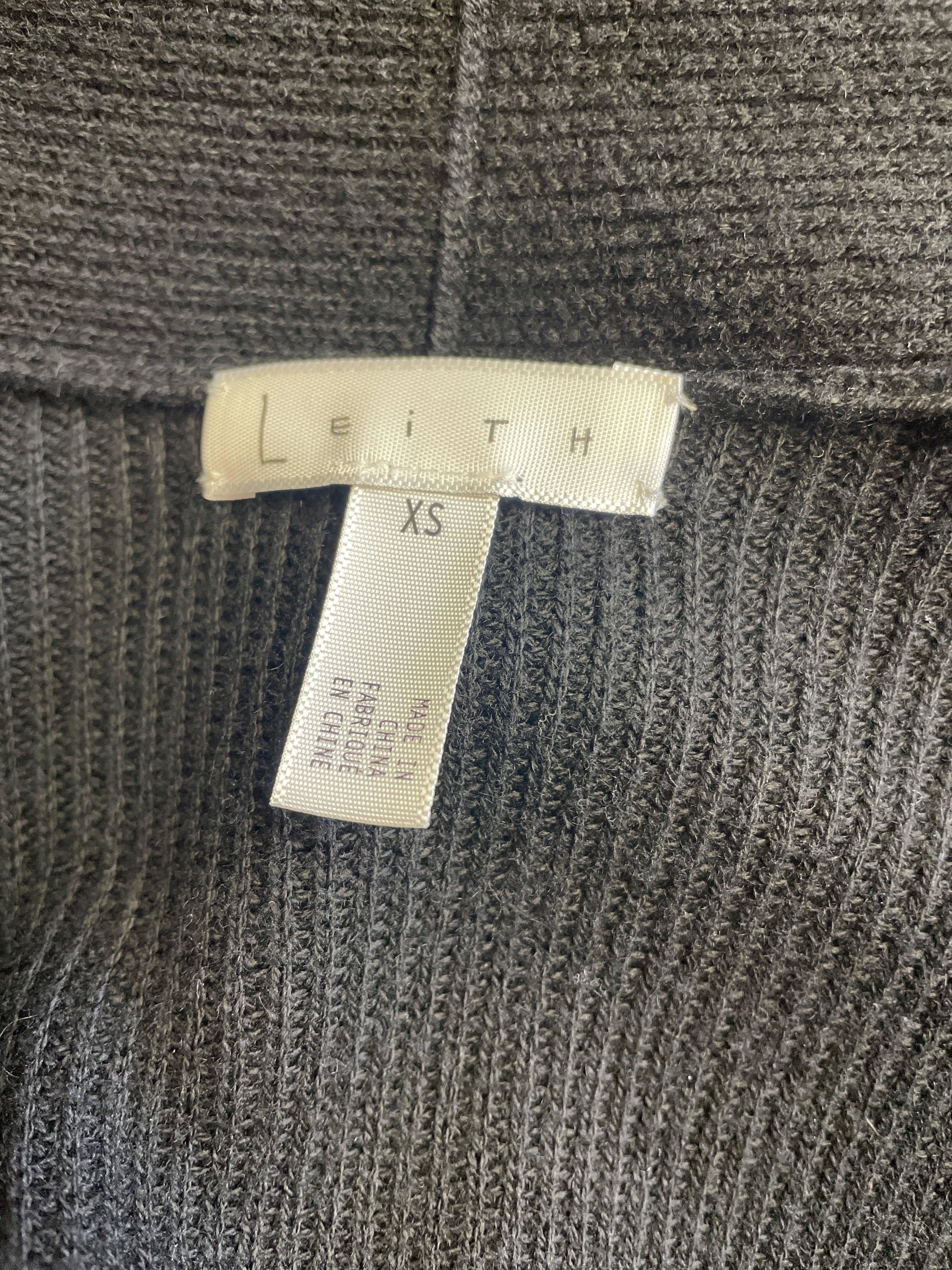 Leith Long Black Wool Blend Cardigan (XS)