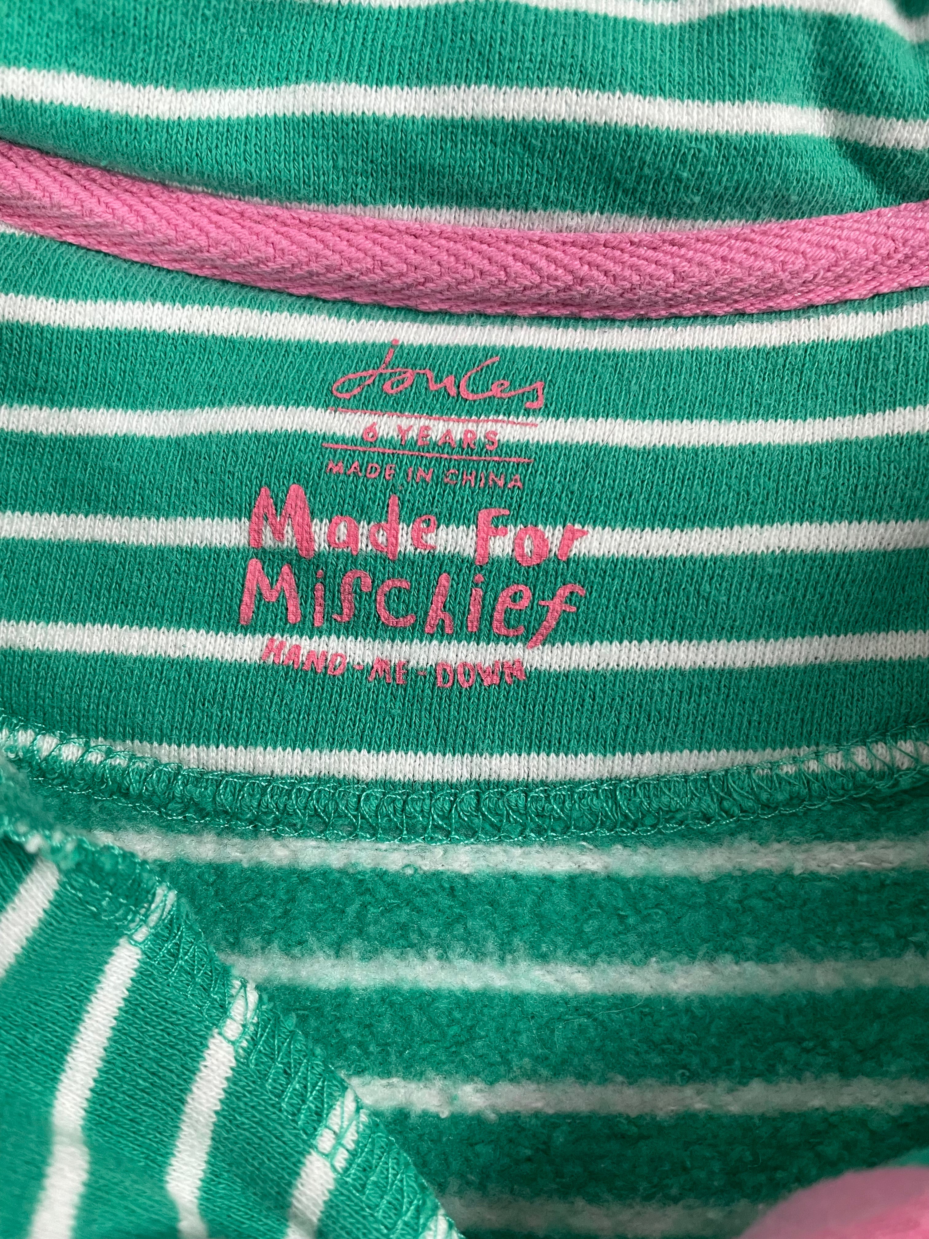 Joules Girls Striped Quarter Zip with Puppy Patch (6Y)