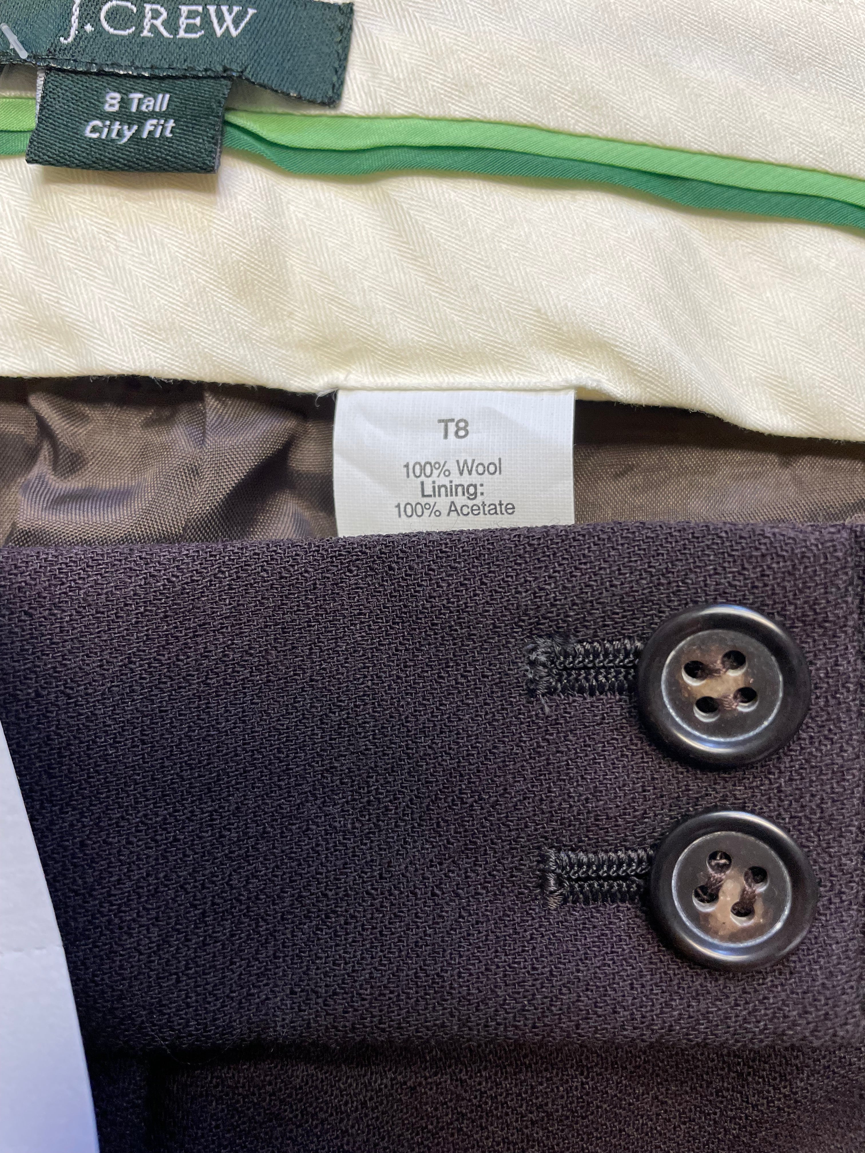 J. Crew 100% Wool Women's City Fit Trousers (8 Tall)