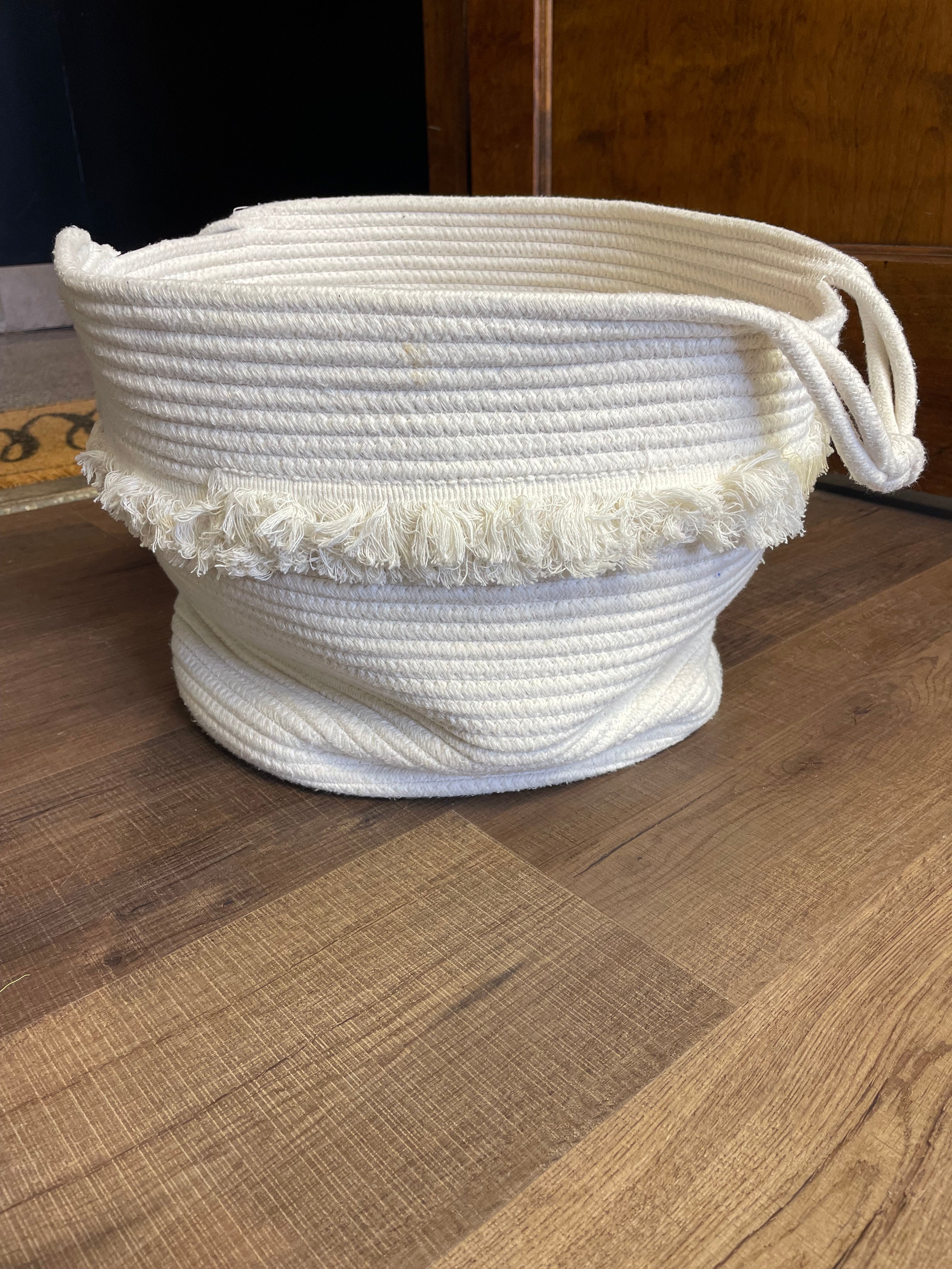 Pillow Fort 14" Cream Rope Basket with Frill Layer (14") - BinxBerry Consignment
