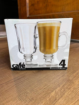 Cafe Venezia Set of 4 8oz Glass Coffee Mugs