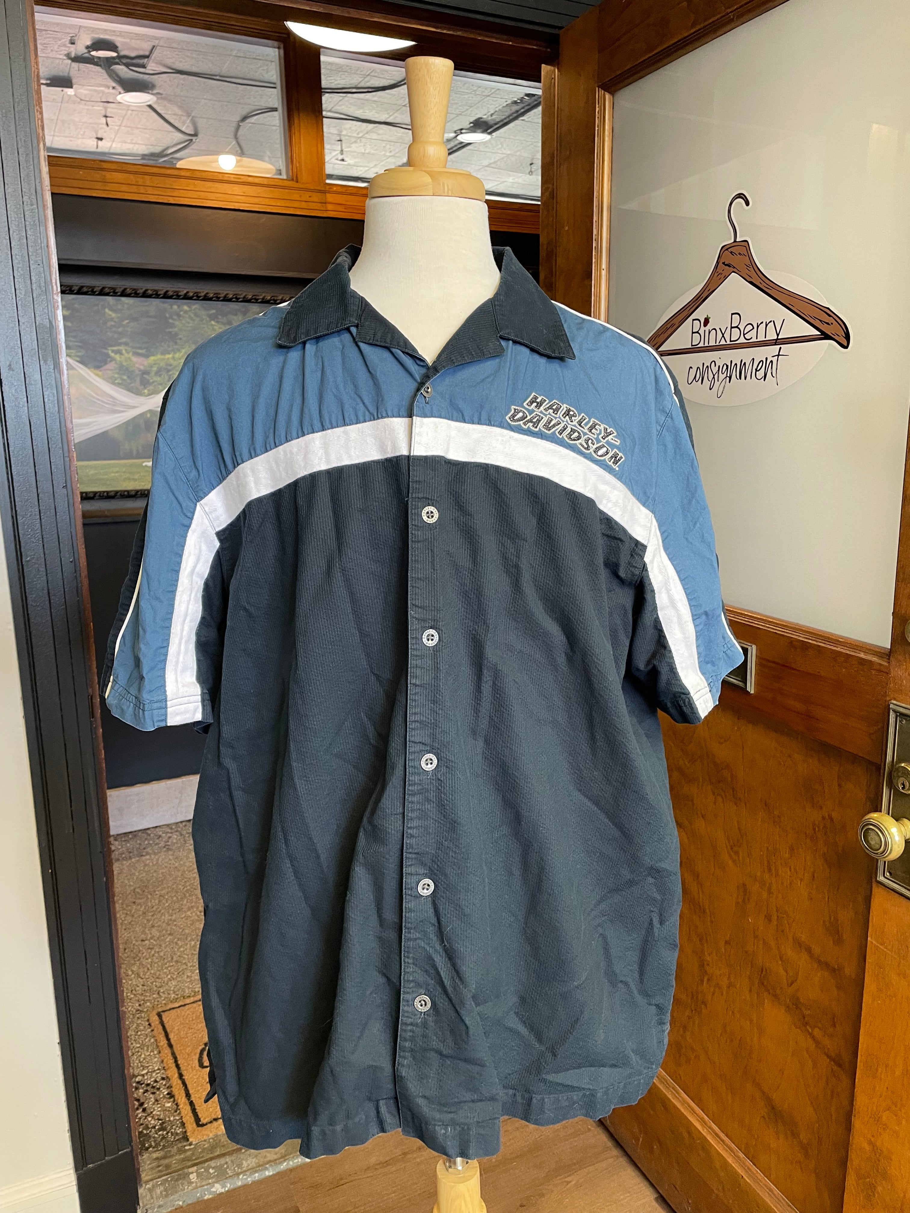 Harley Davidson Men's Short Sleeved Button Down (2XL)