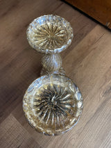 Crackle Glass Candle Holders (Set of 2)
