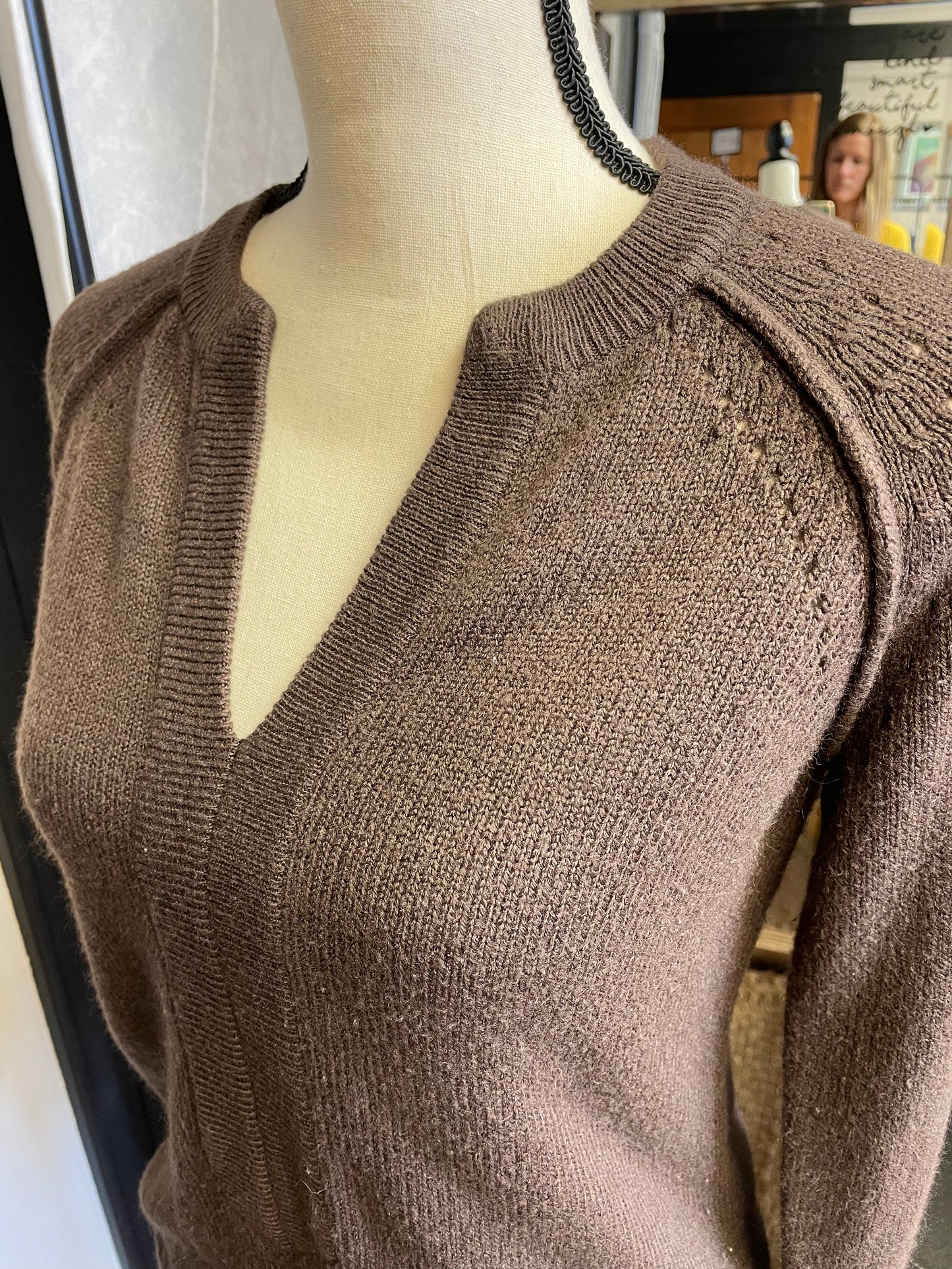 Cato Brown V-Neck Sweater (S)