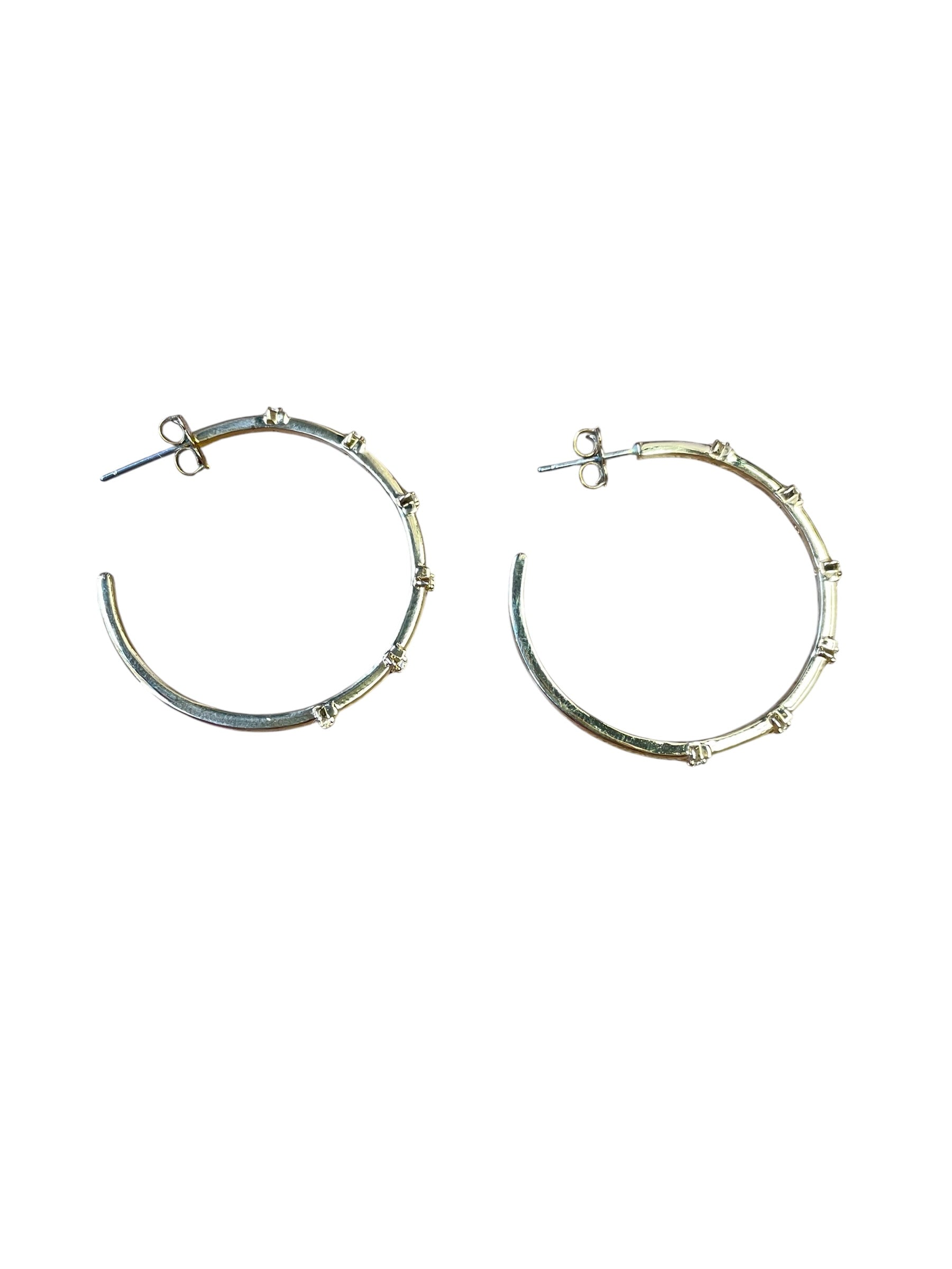 Gold-tone Station Hoop Earrings with Crystals