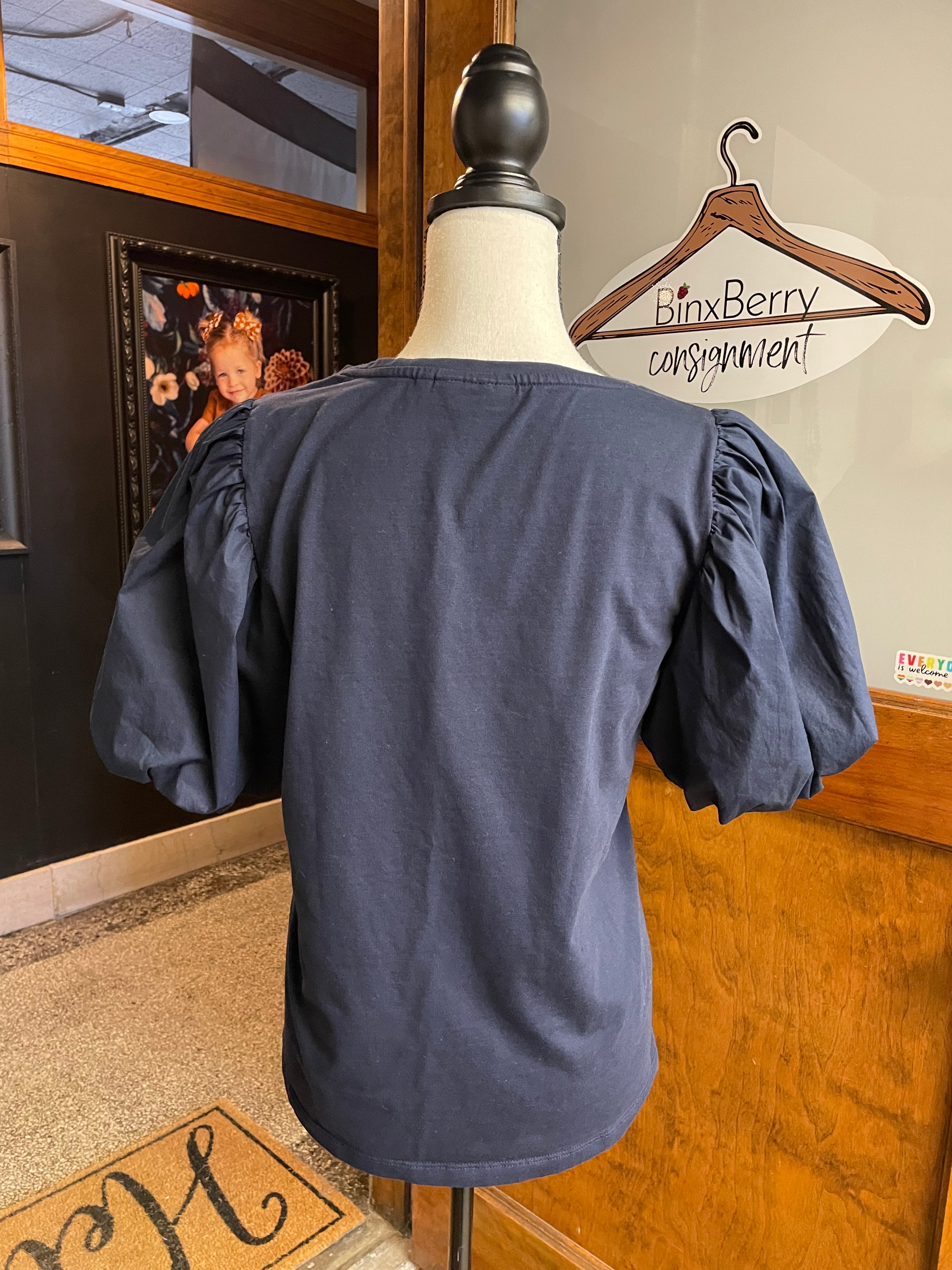 Chicos Embroidered Balloon Sleeve Top (0/S) - BinxBerry Consignment