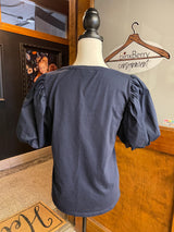 Chicos Embroidered Balloon Sleeve Top (0/S) - BinxBerry Consignment