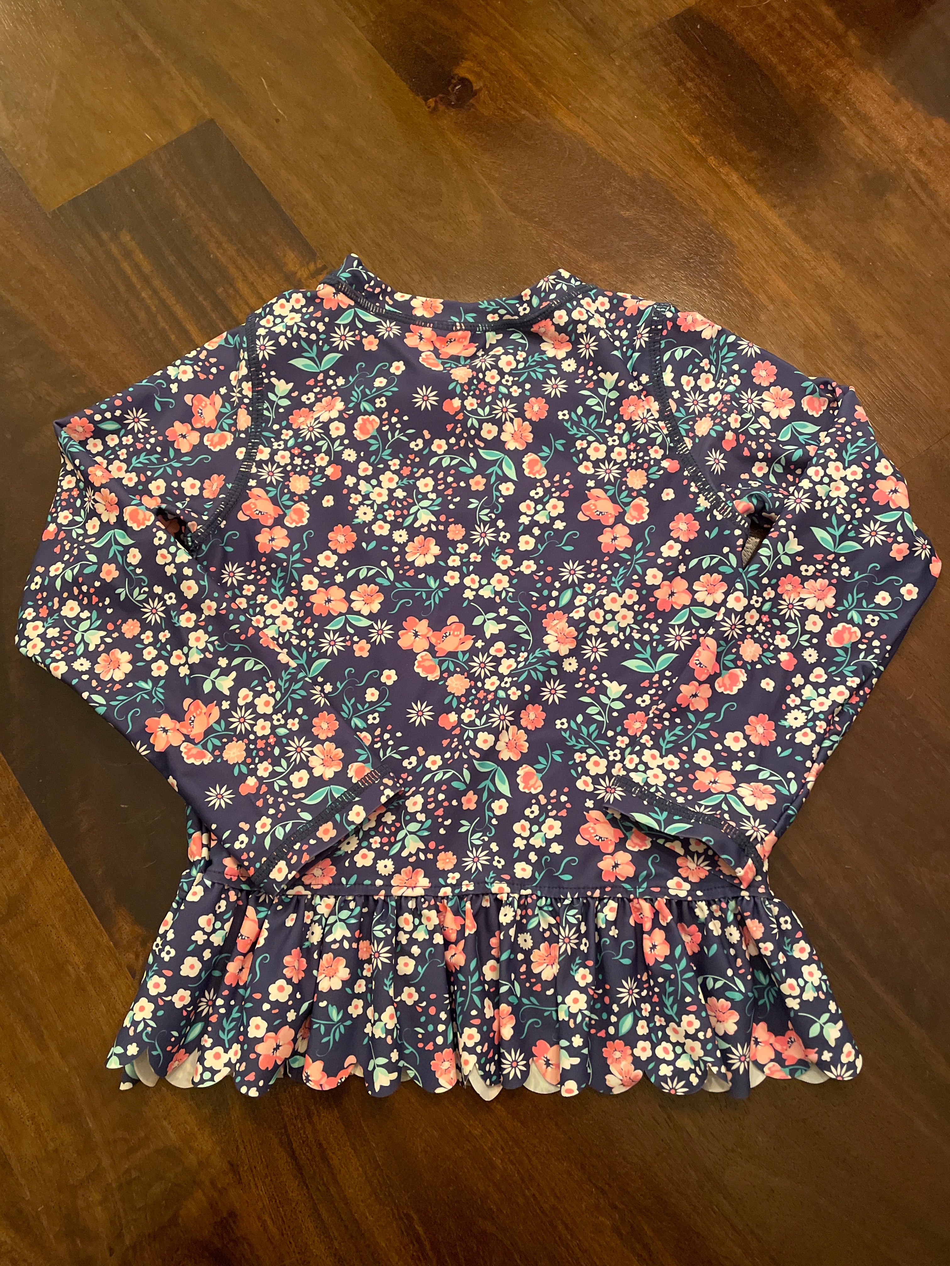 Ruffle Butts Floral Long Sleeved Swim Top (5)