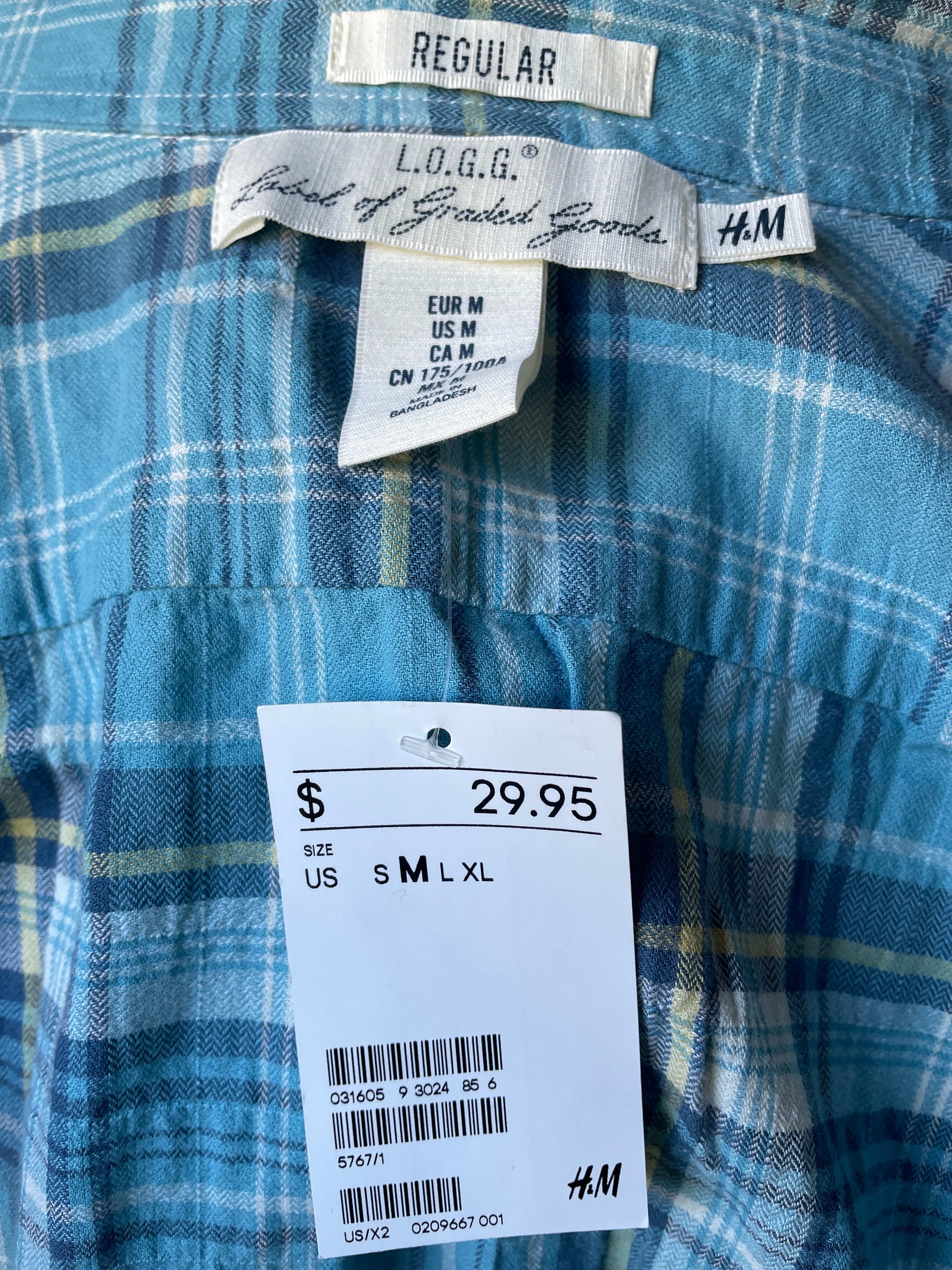 H&M L.O.G.G. Men's Blue Plaid Button Down (M)