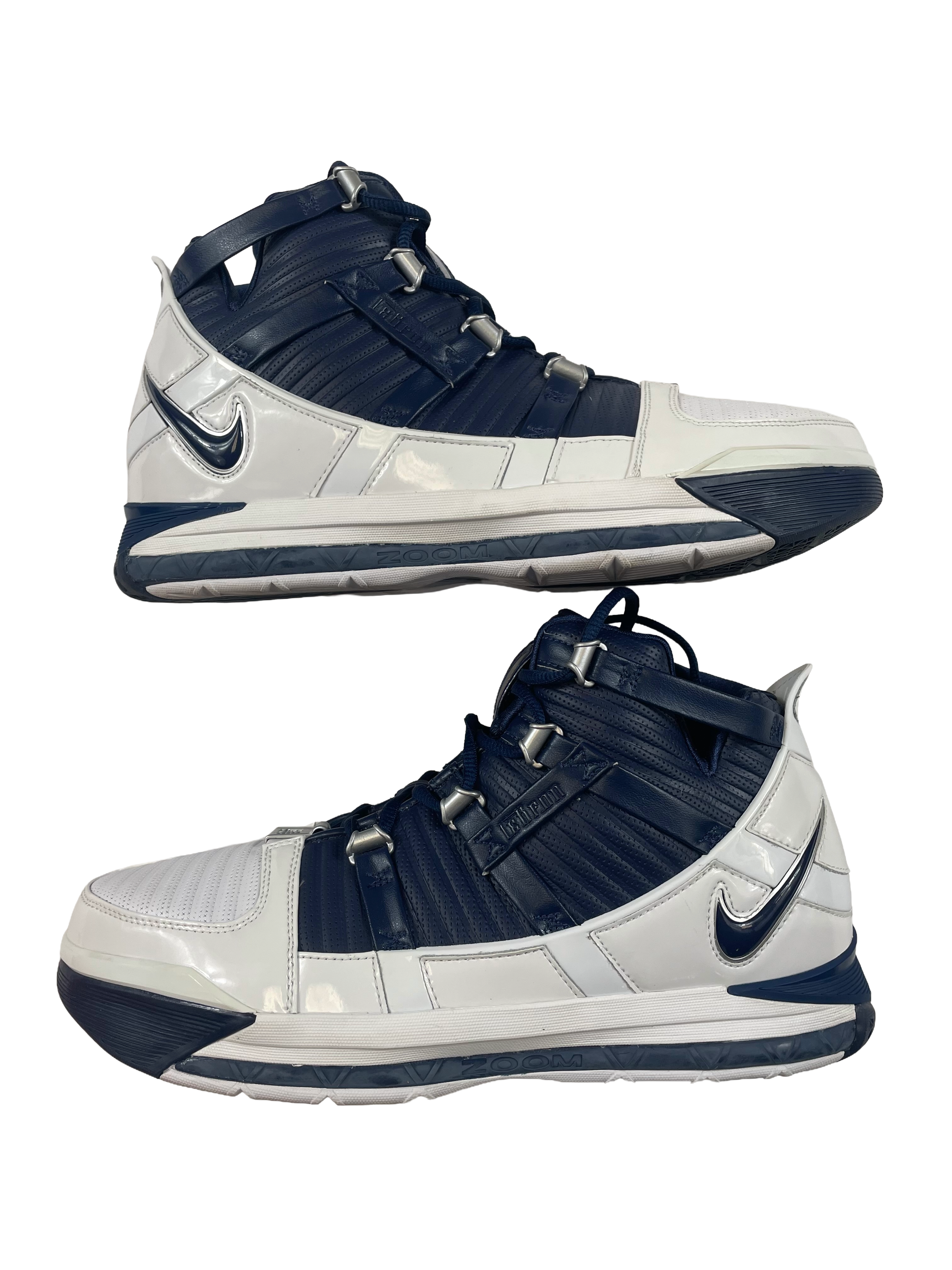 Nike Zoom Lebron III QS White Midnight Navy Men's Sneakers (11.5) - BinxBerry Consignment