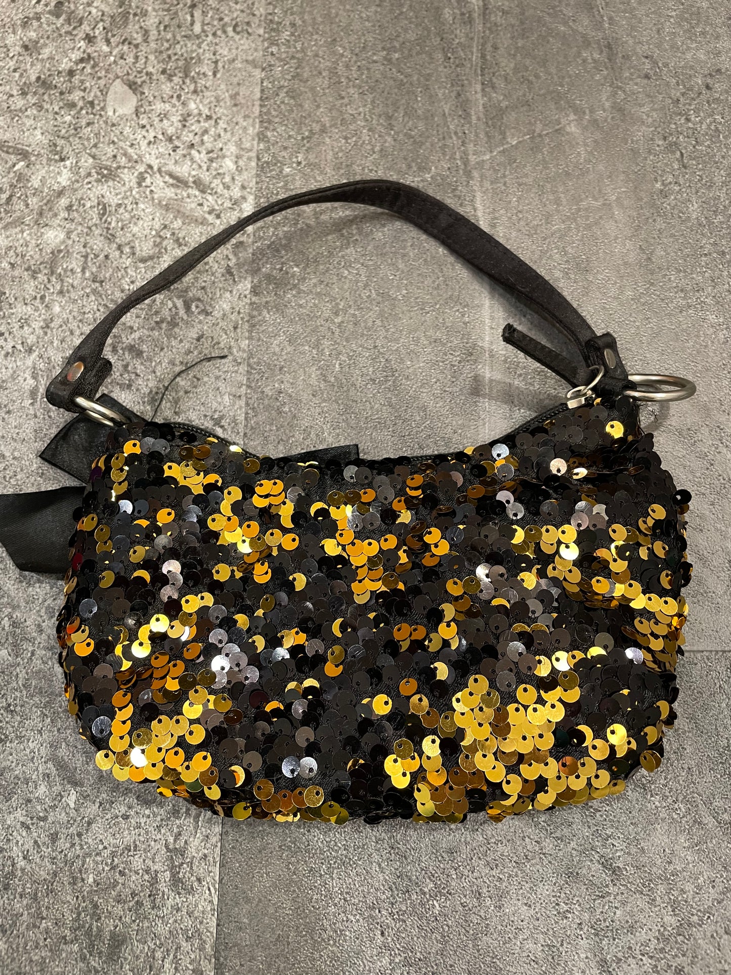 Toby NYC Black & Gold Sequined Handbag