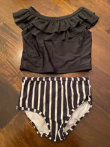 Ruffle Butts Black & White Two Piece Swim Set (4T)
