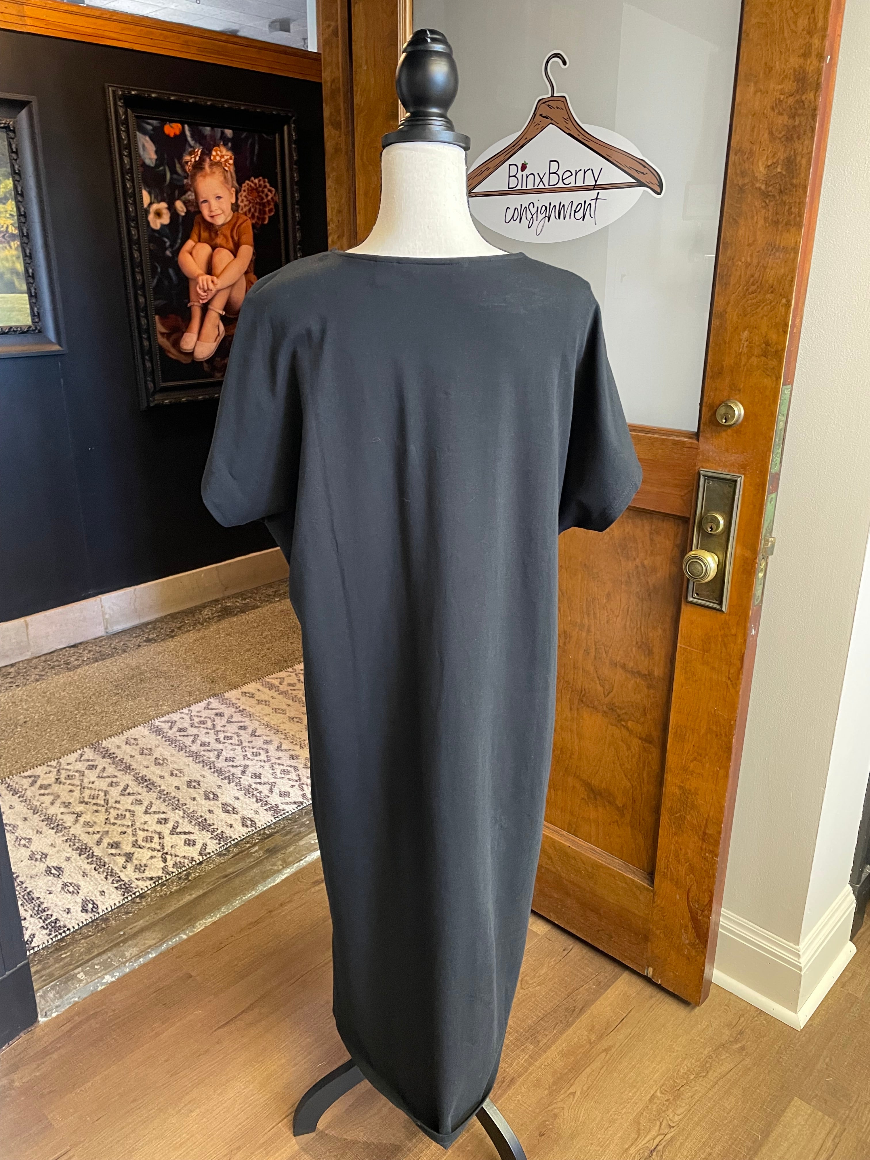 Land's End Knit Shirt Dress with Tie Waist (XL)