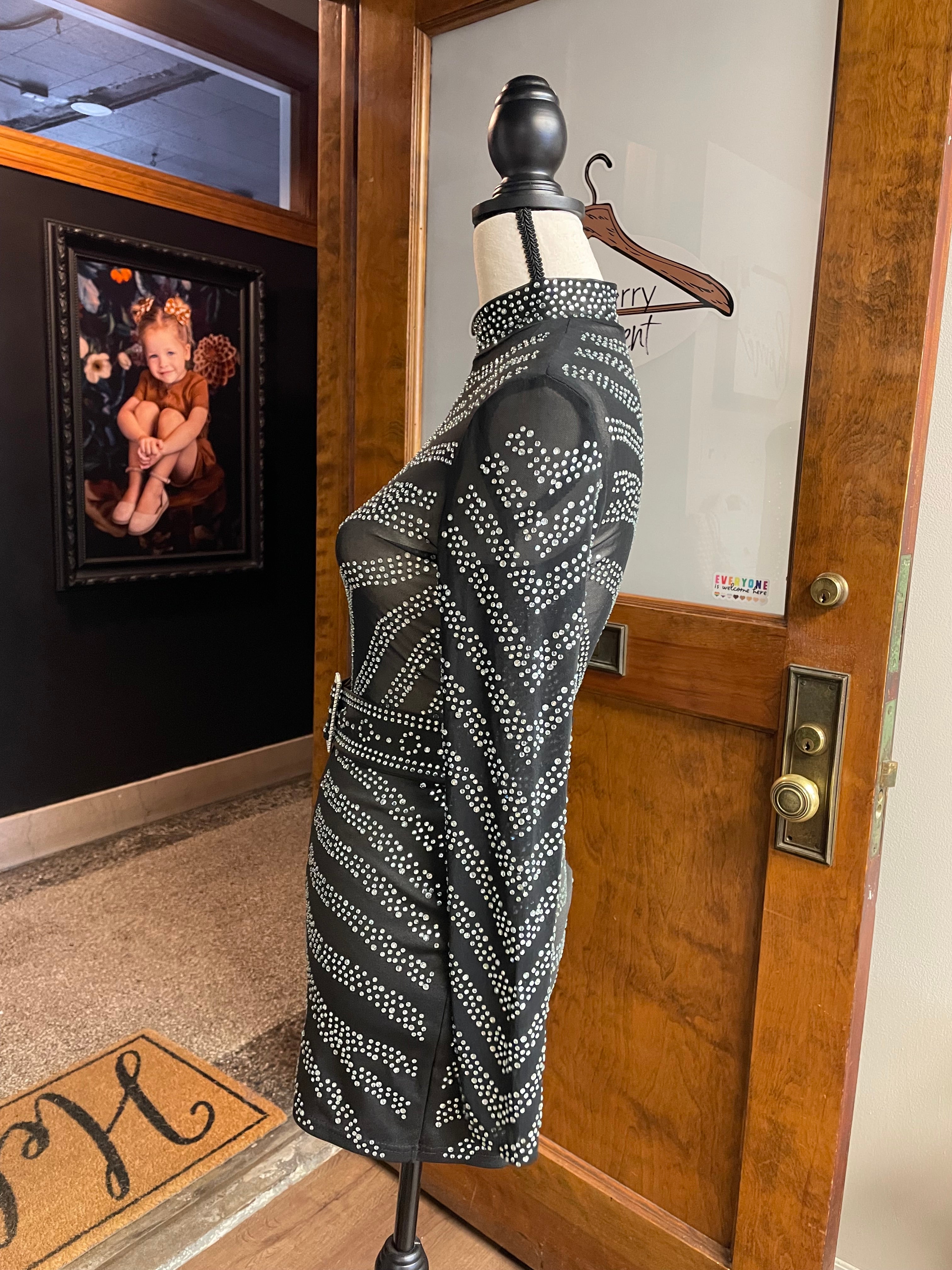 Crystal Studded Long Sleeved Romper (S)